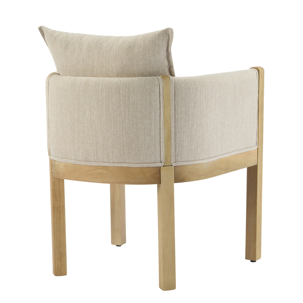 Ainsford Linen Upholstered Armchair with Natural Rubber Wood Legs, Set of 2