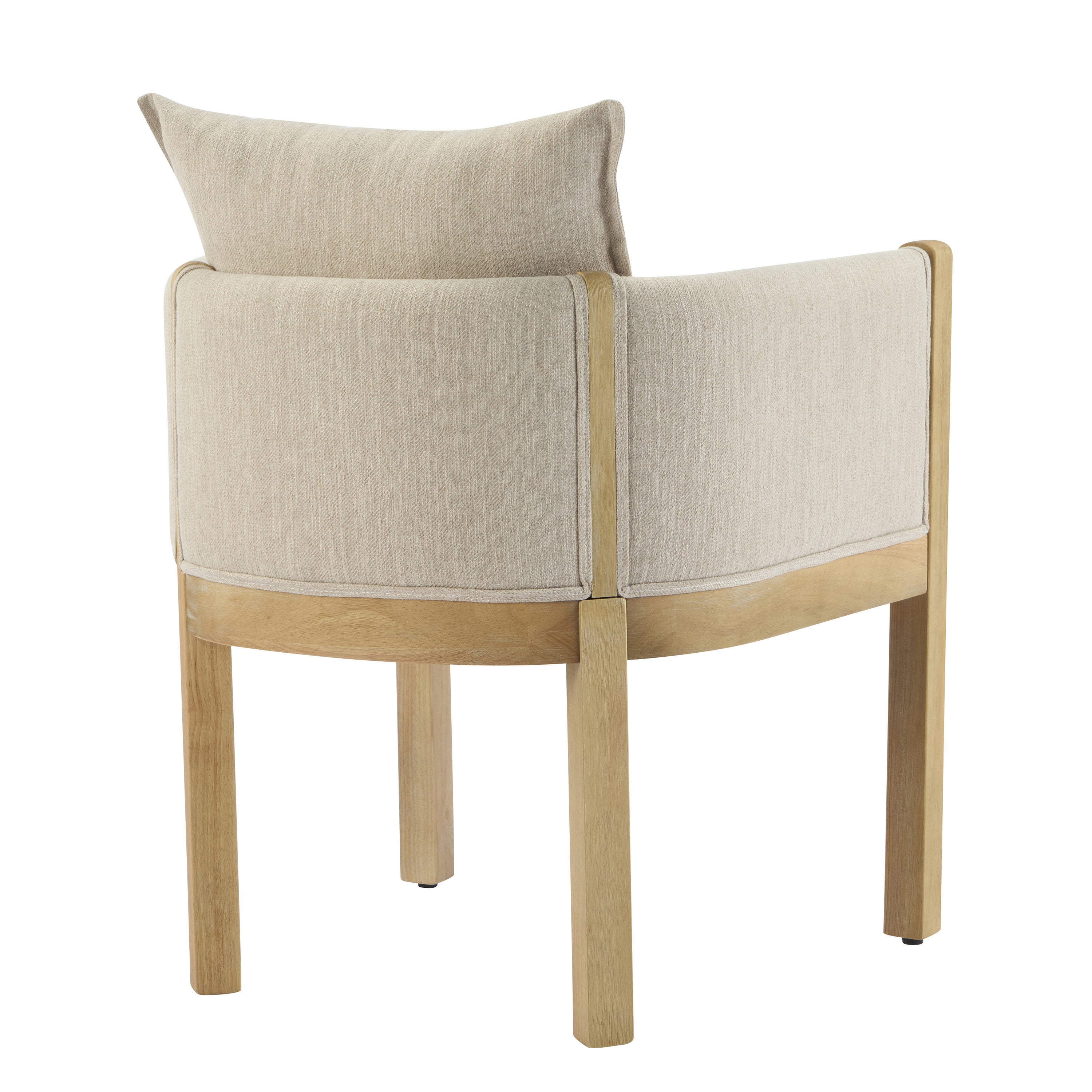Ainsford Linen Upholstered Armchair with Natural Rubber Wood Legs, Set of 2