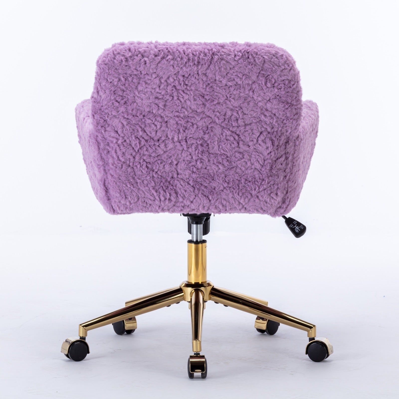 Faux Rabbit Hair Office Chair with Golden Metal Base, Adjustable Swivel