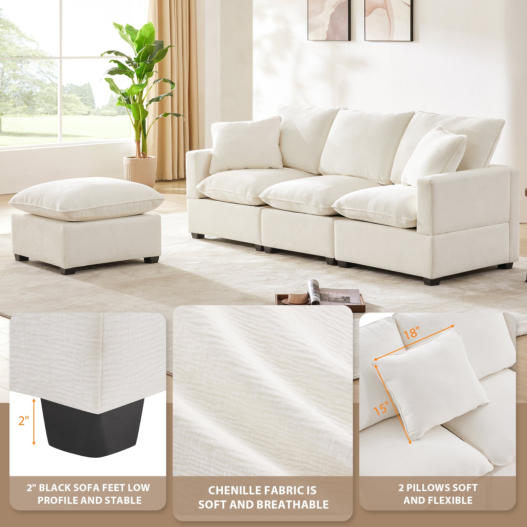 Chenille Modular L-Shape Sofa