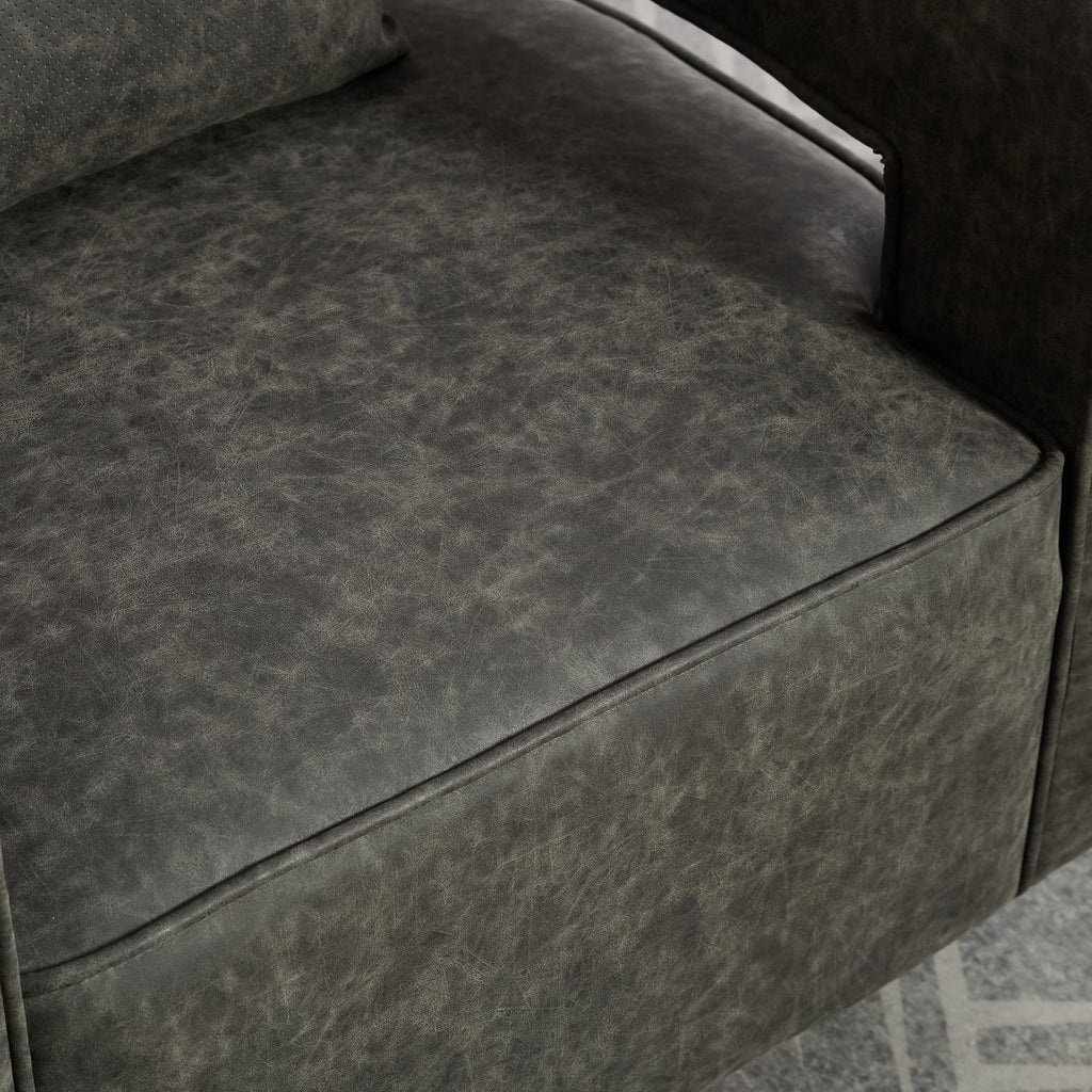 Fernleigh Swivel Accent Open Back Barrel Chair With Weathered Base