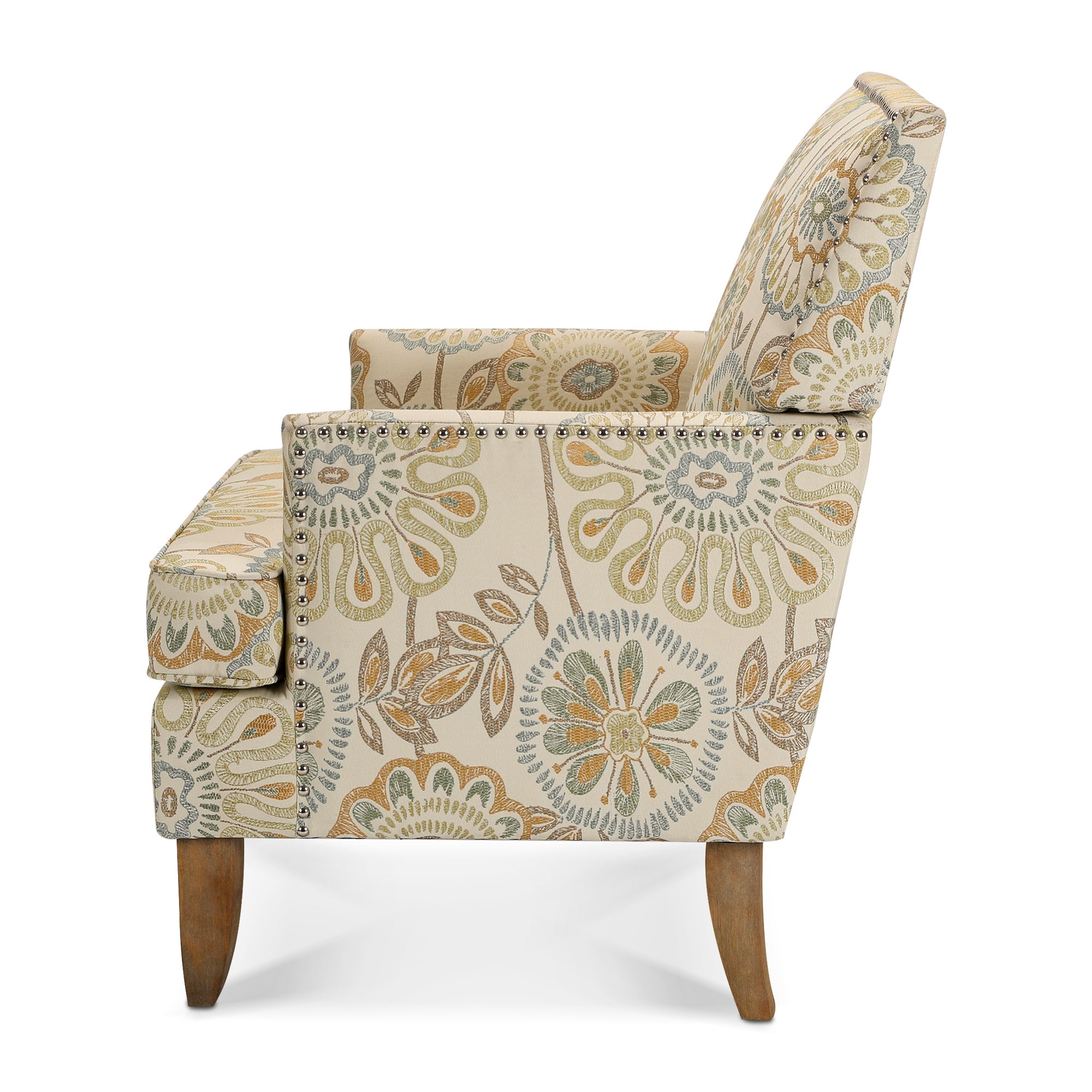 Golden Floral Nailhead Trim Accent Chair