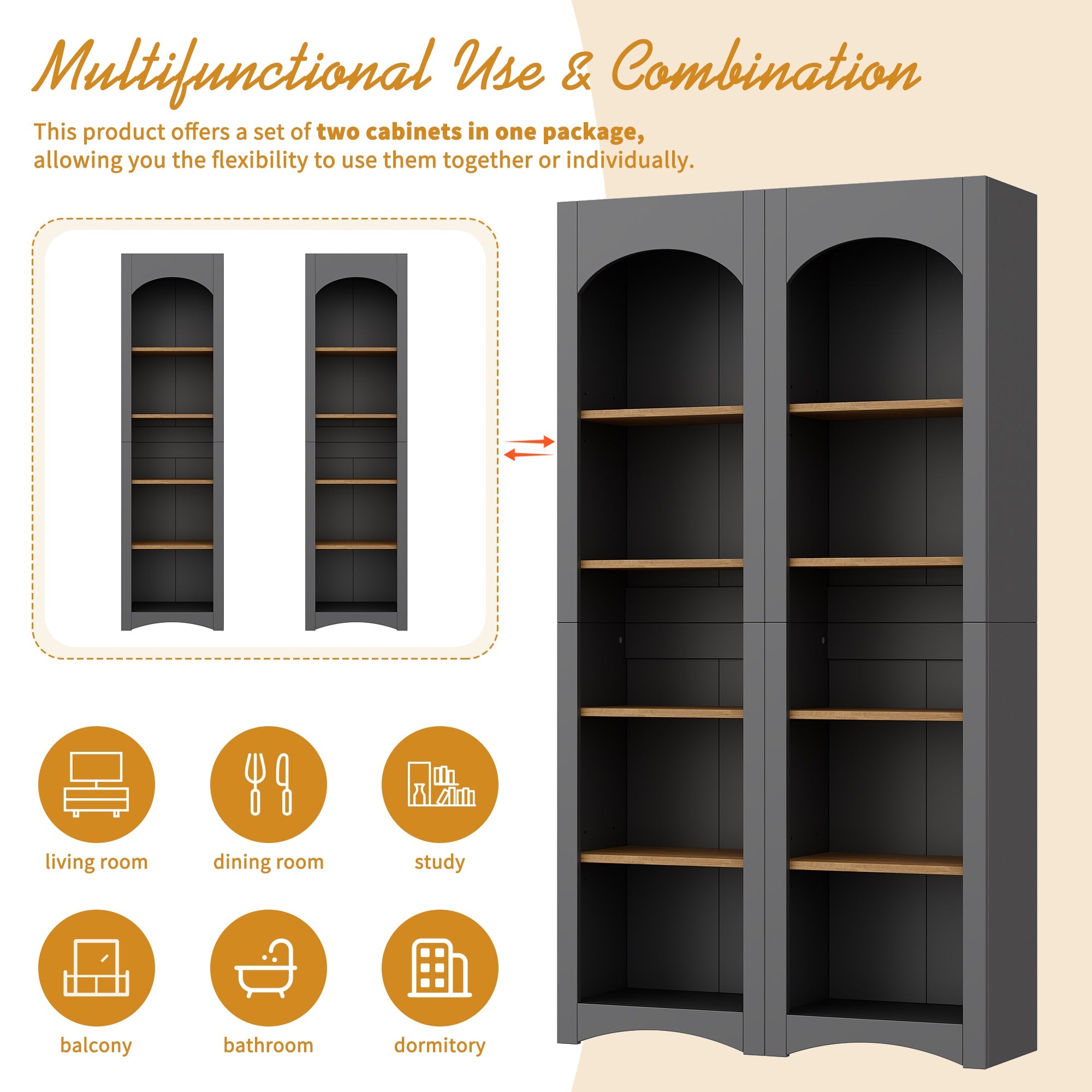 Farmhouse Two-Tone Storage Cabinet with Adjustable Shelves