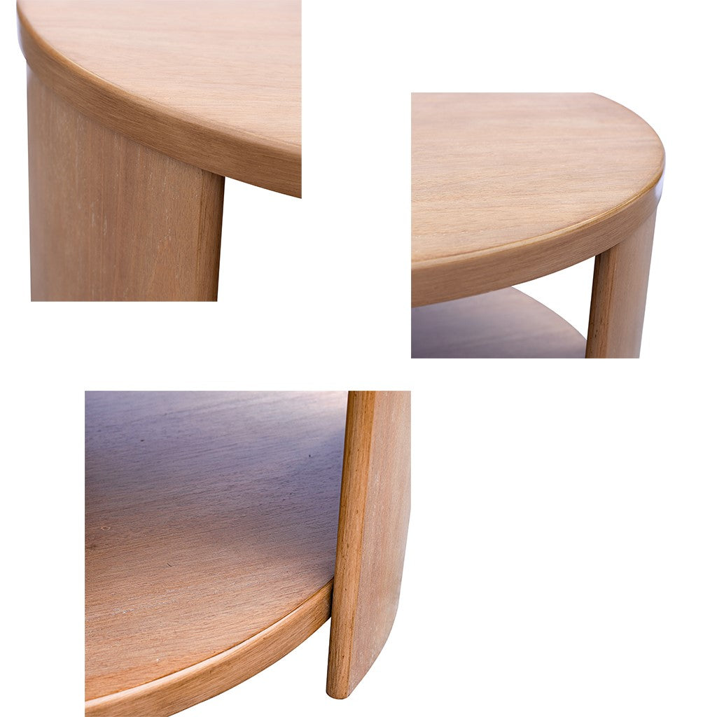 Modern Minimalist Round Coffee Table with Shelf Storage