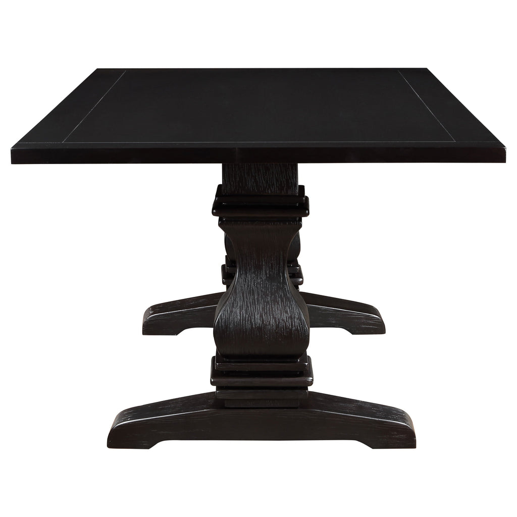 Villeneuve Rustic Espresso Rectangular Double Pedestal Dining Table