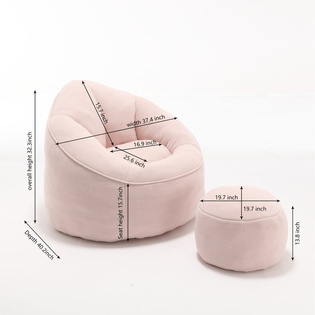 Bean Bag Sofa Chair with High-Pressure Foam and Footrest