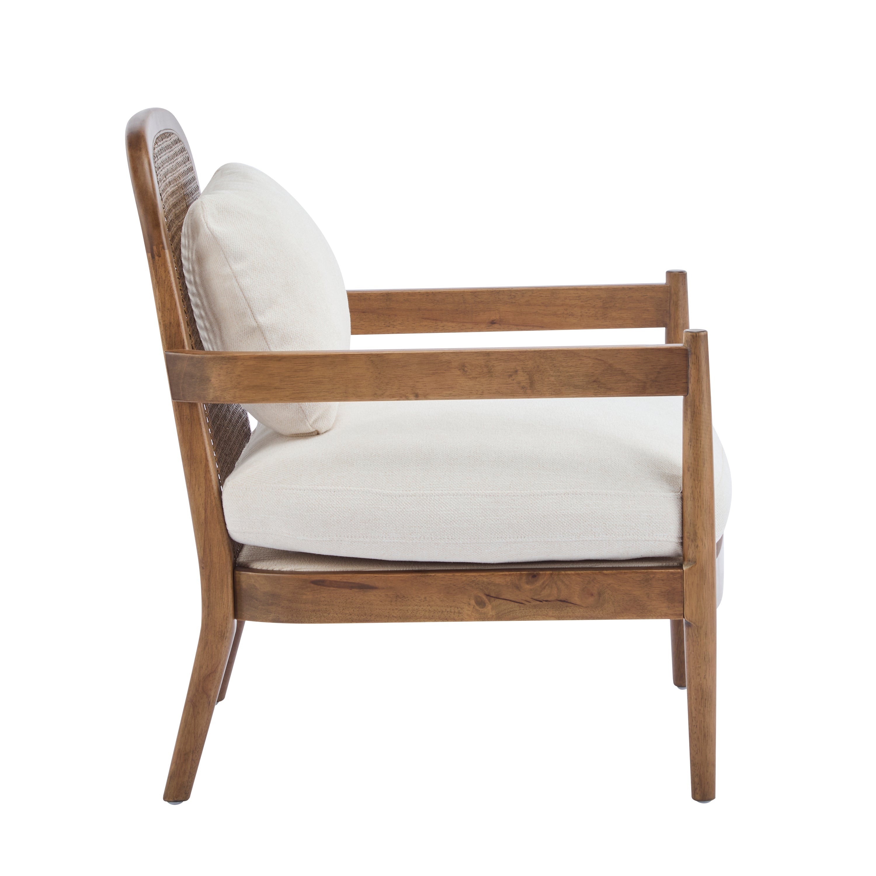 Elliston Rattan Backrest Solid Wood Accent Chair with Cushions, Set of 2
