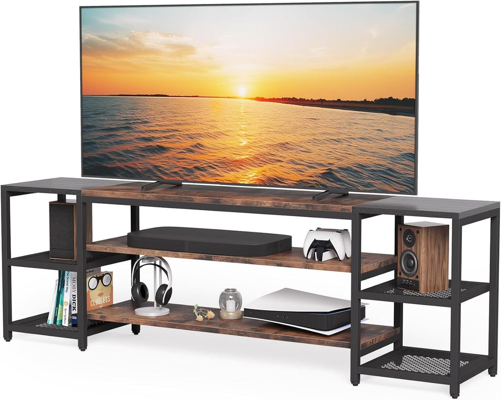 Waterford Modern Farmhouse Entertainment Center with 3-Tier Shelves