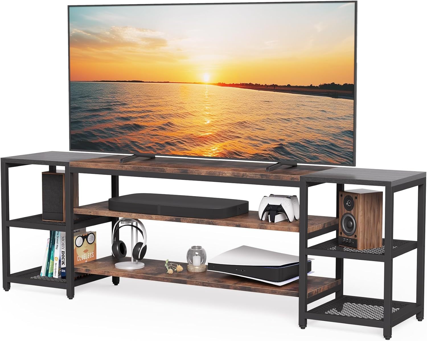 Waterford Modern Farmhouse Entertainment Center with 3-Tier Shelves