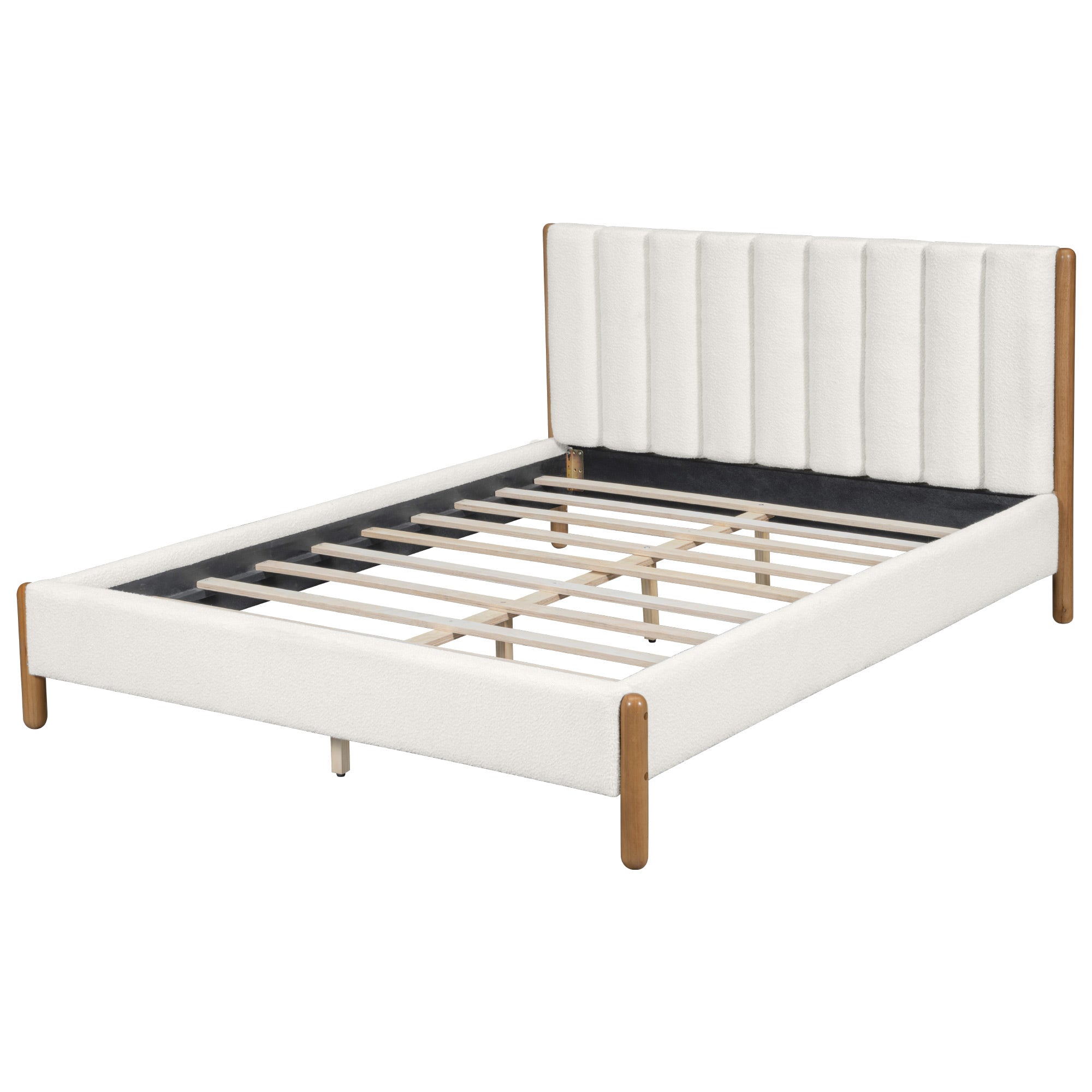 Boucle Upholstered Headboard Bed