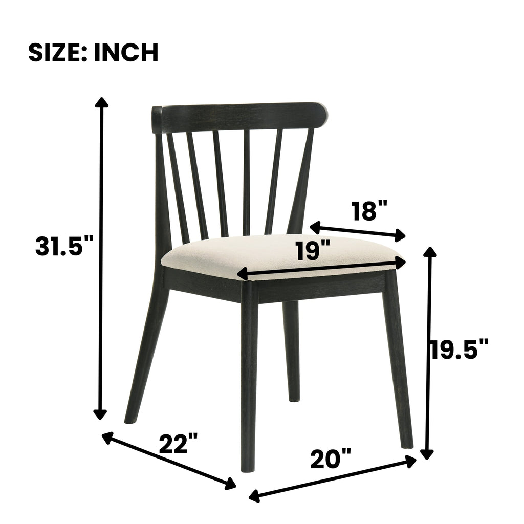 Modern Spindle Back Dining Chairs, Set of 2