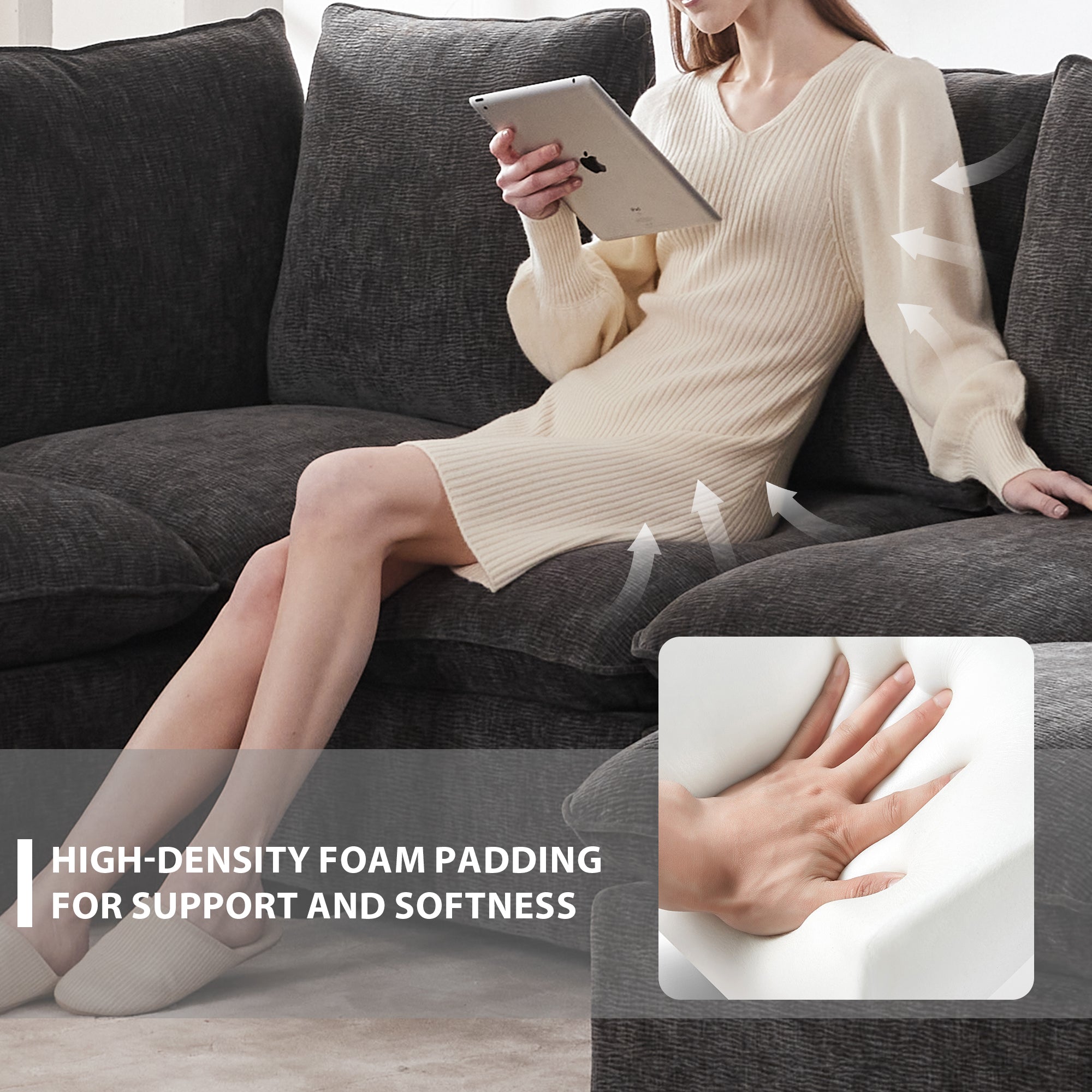Chenille Modular L-Shape Sofa