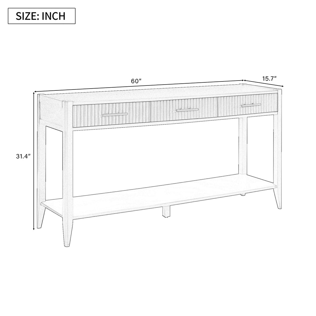 Fluted Drawer Contemporary Entryway Console Table