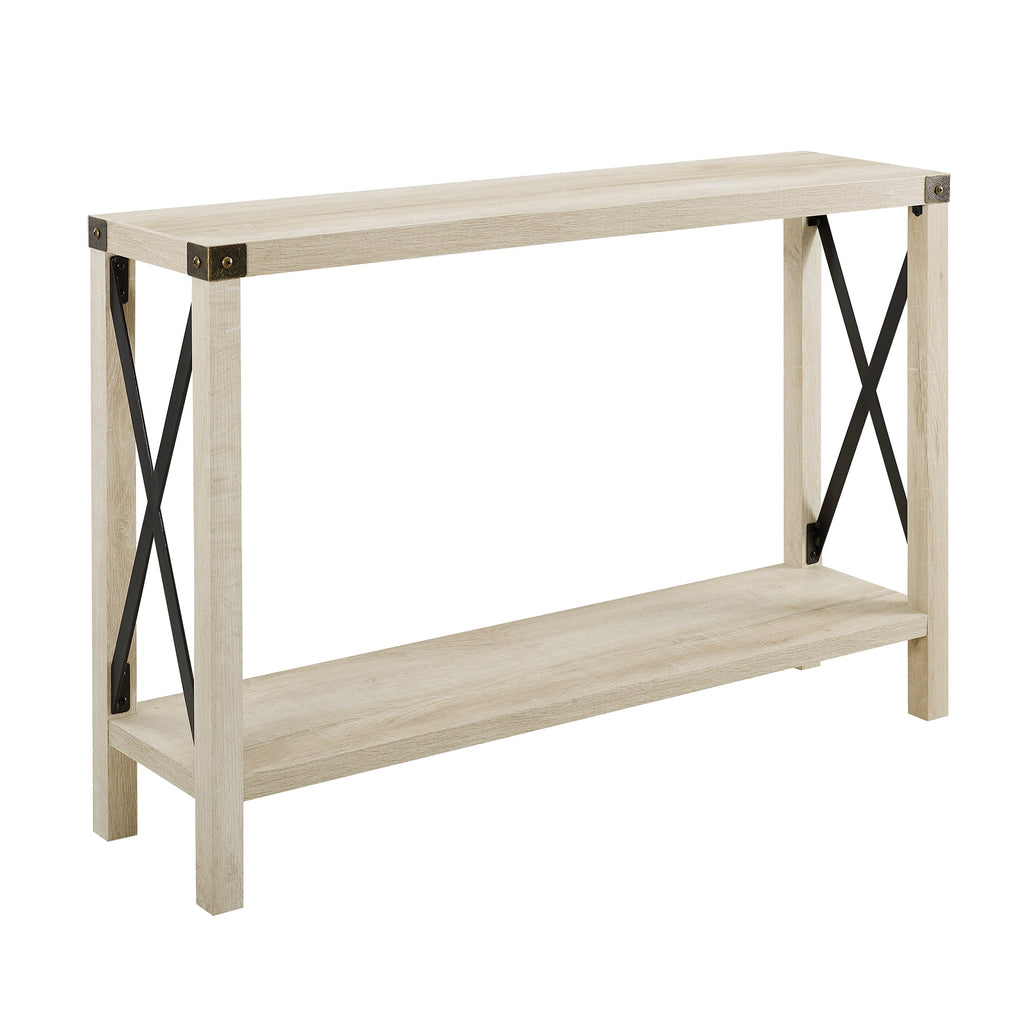 Modern Farmhouse Metal-X Entry Table with Lower Shelf