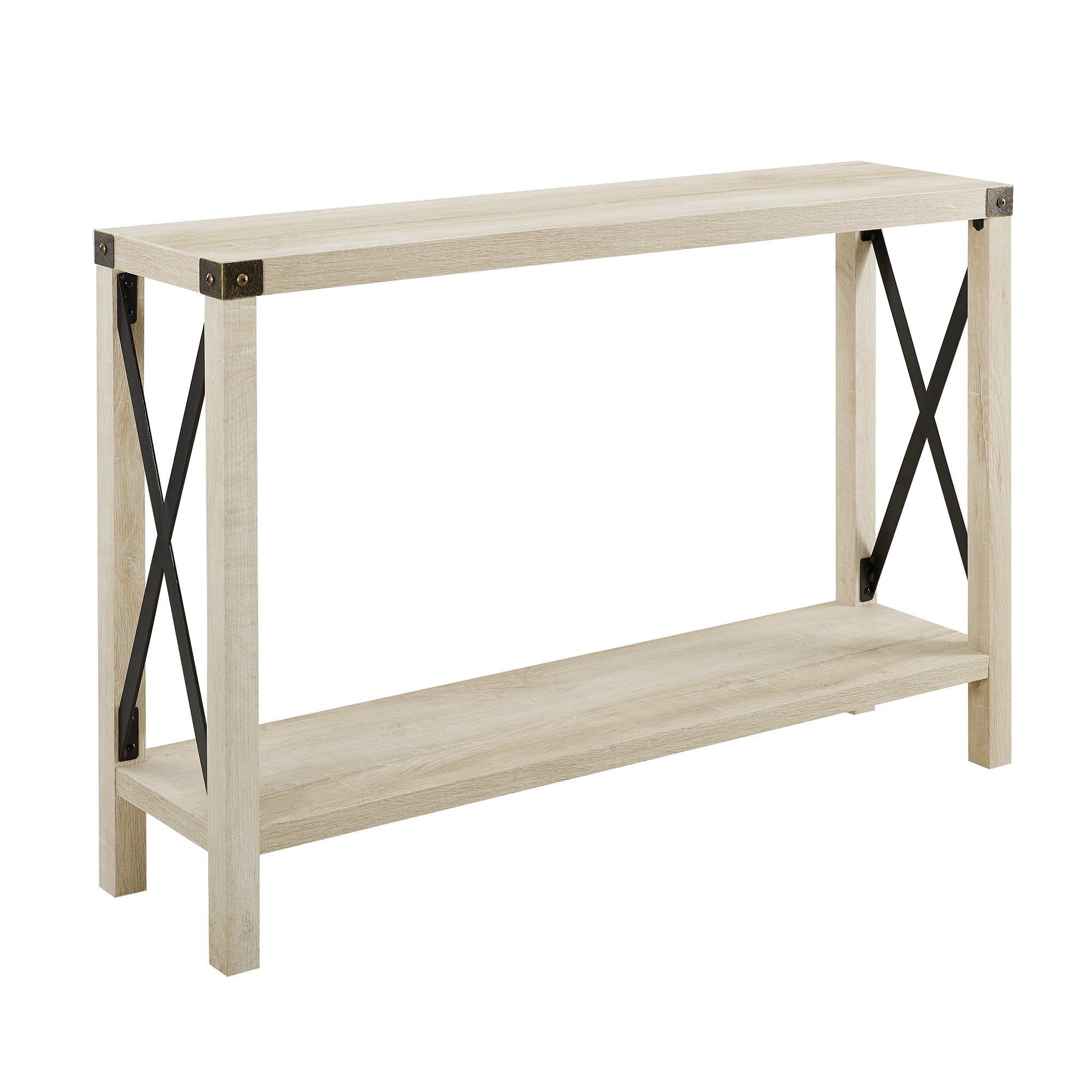 Modern Farmhouse Metal-X Entry Table with Lower Shelf