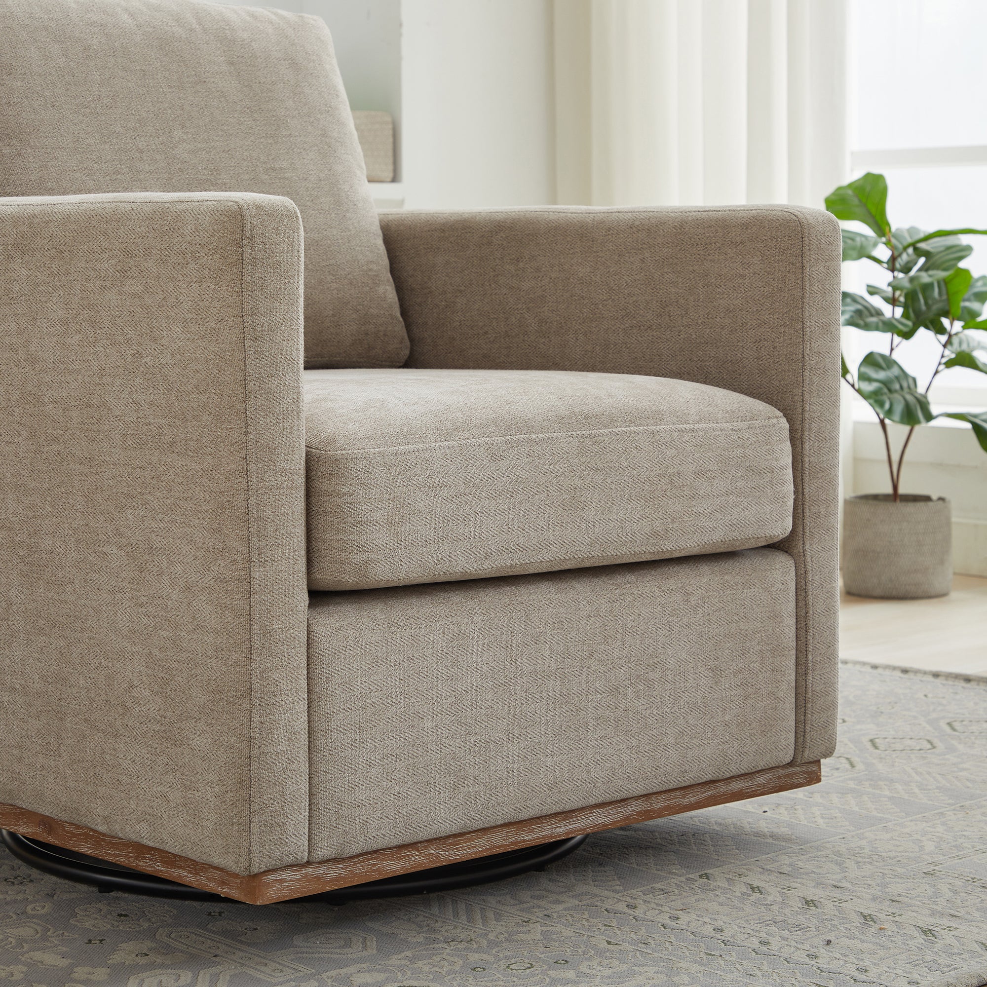 Modern Square Upholstered Swivel Accent Chair
