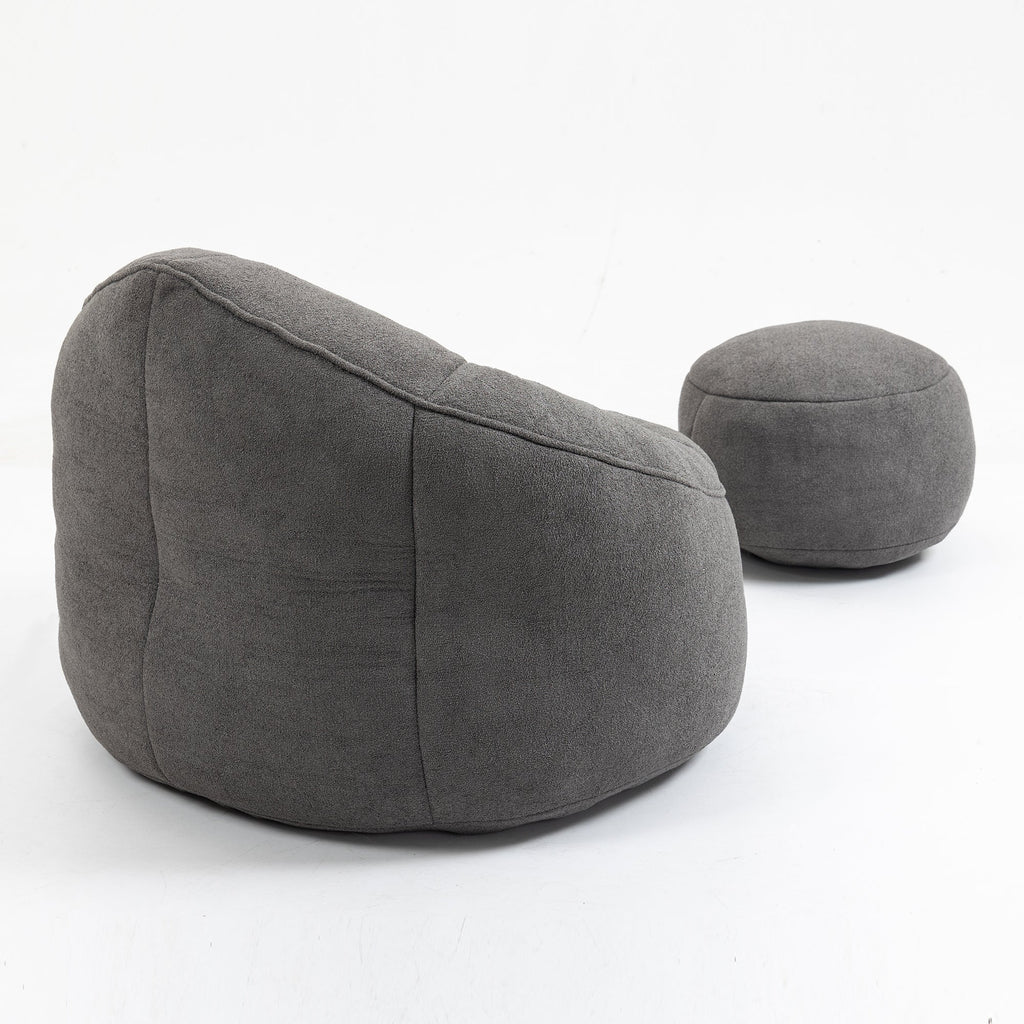 Bean Bag Sofa Chair with High-Pressure Foam and Footrest