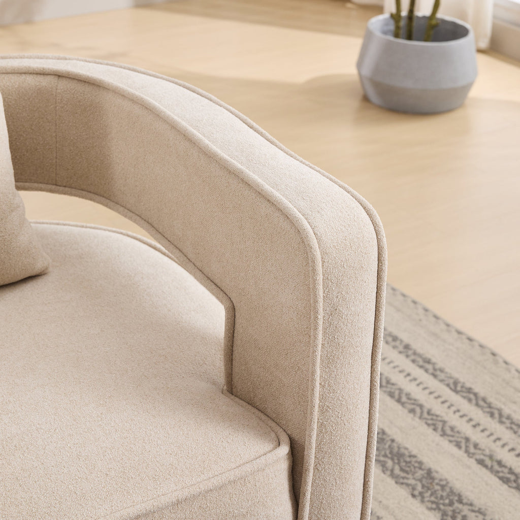 Fernleigh Swivel Accent Open Back Barrel Chair With Weathered Base