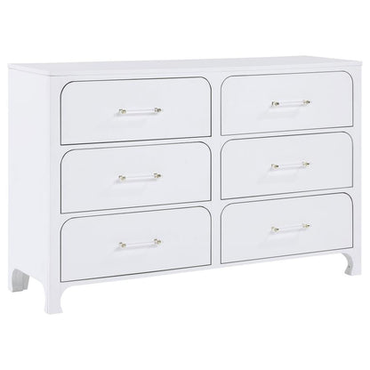 224751Q 4-PC Anastasia Boucle Upholstered Panel Bed Pearl White and Beige