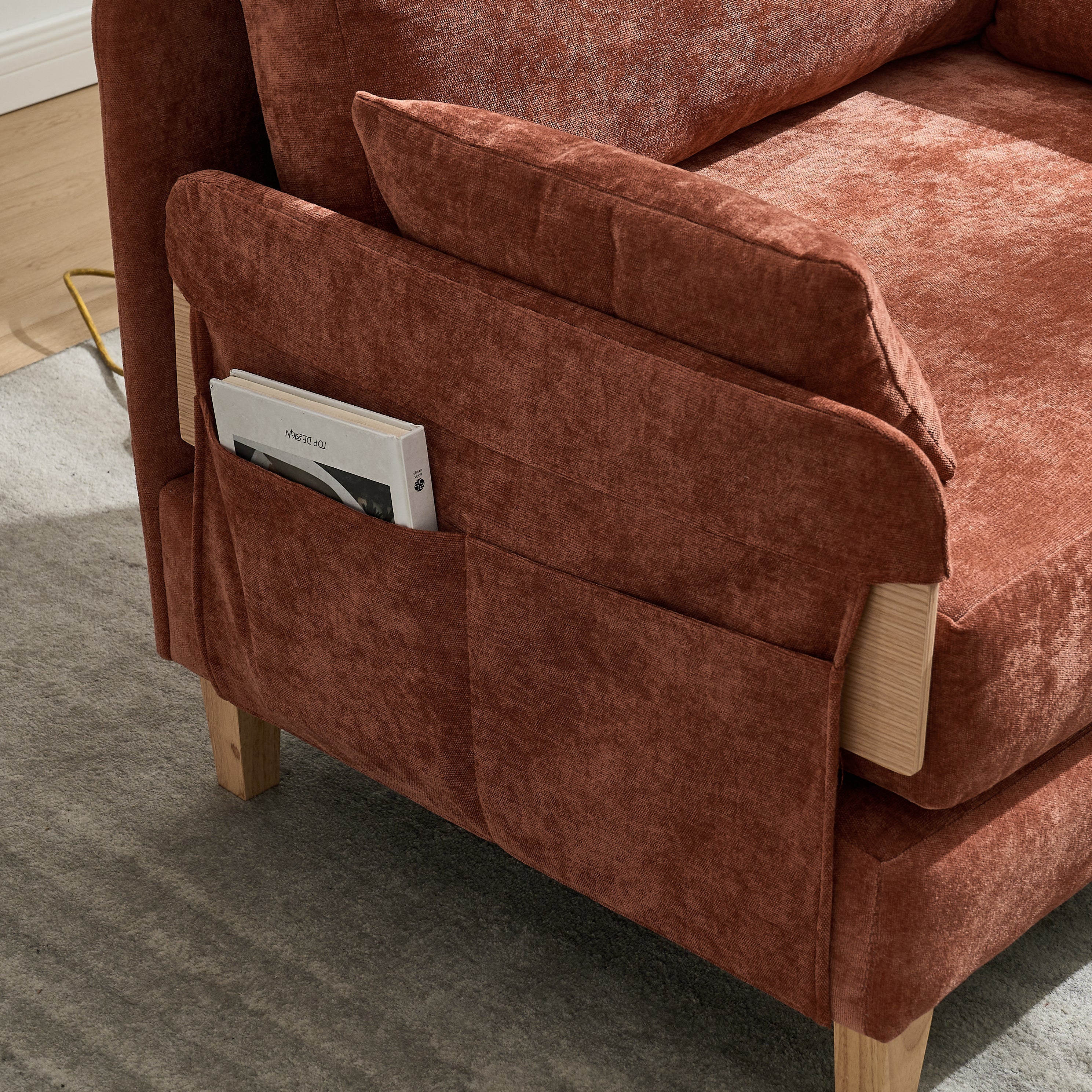 Mid-Century Modern Chenille Foldable Sofa Bed Recliner
