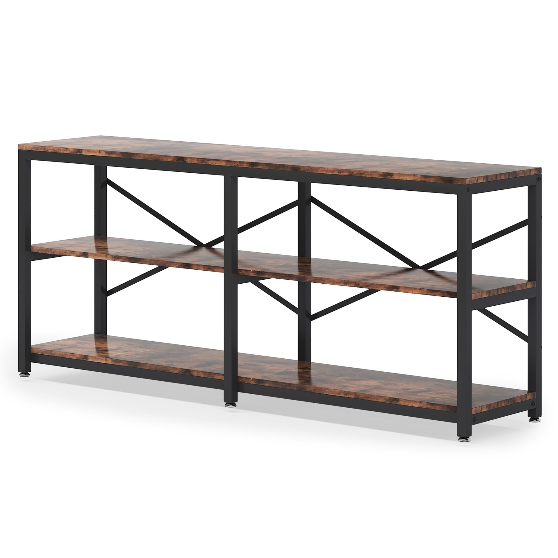 Runford Modern Entryway Table with Metal Frame & X-Back Design