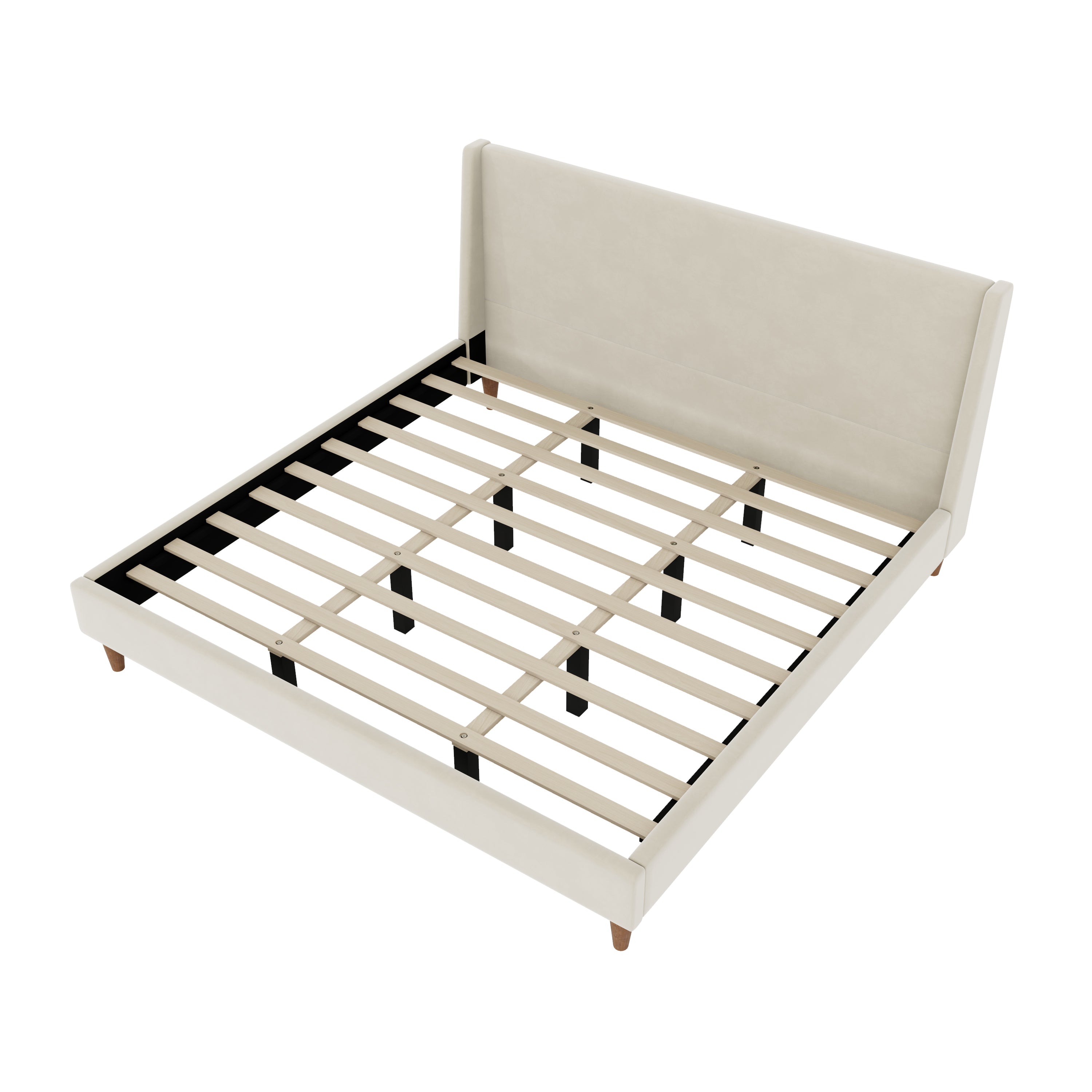 Wingback Velvet Upholstered Platform Bed