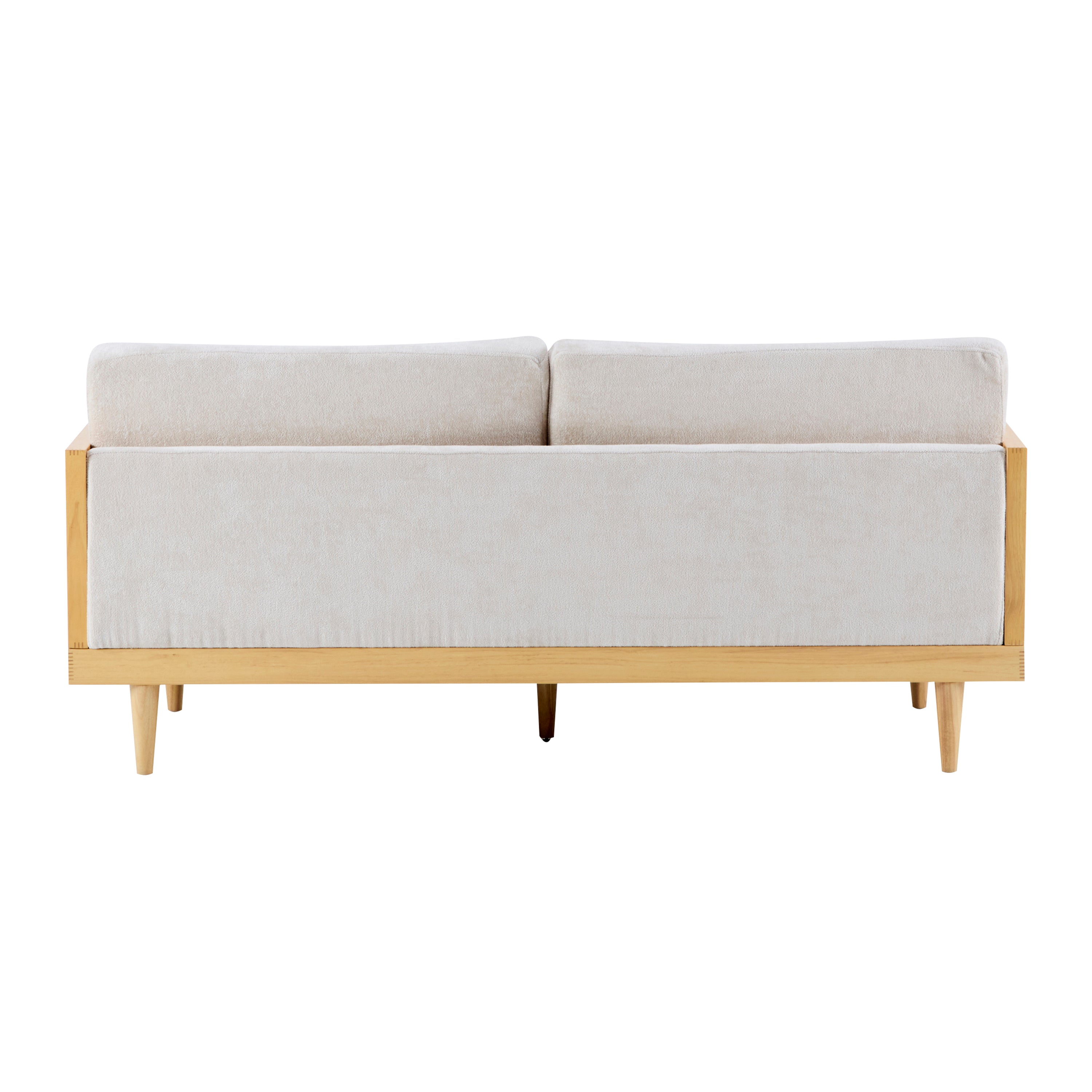 Square Arm 3-Seater Sofa with Cane Rattan and Wooden Frame