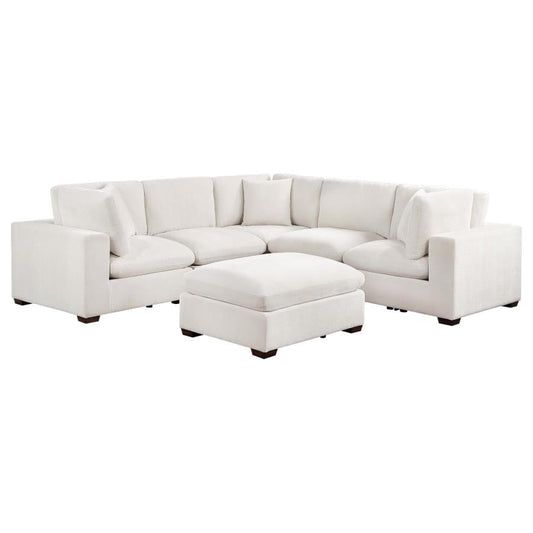 Canapé sectionnel modulaire rembourré Lakeview 5 pièces 551461-SETB, ivoire 
