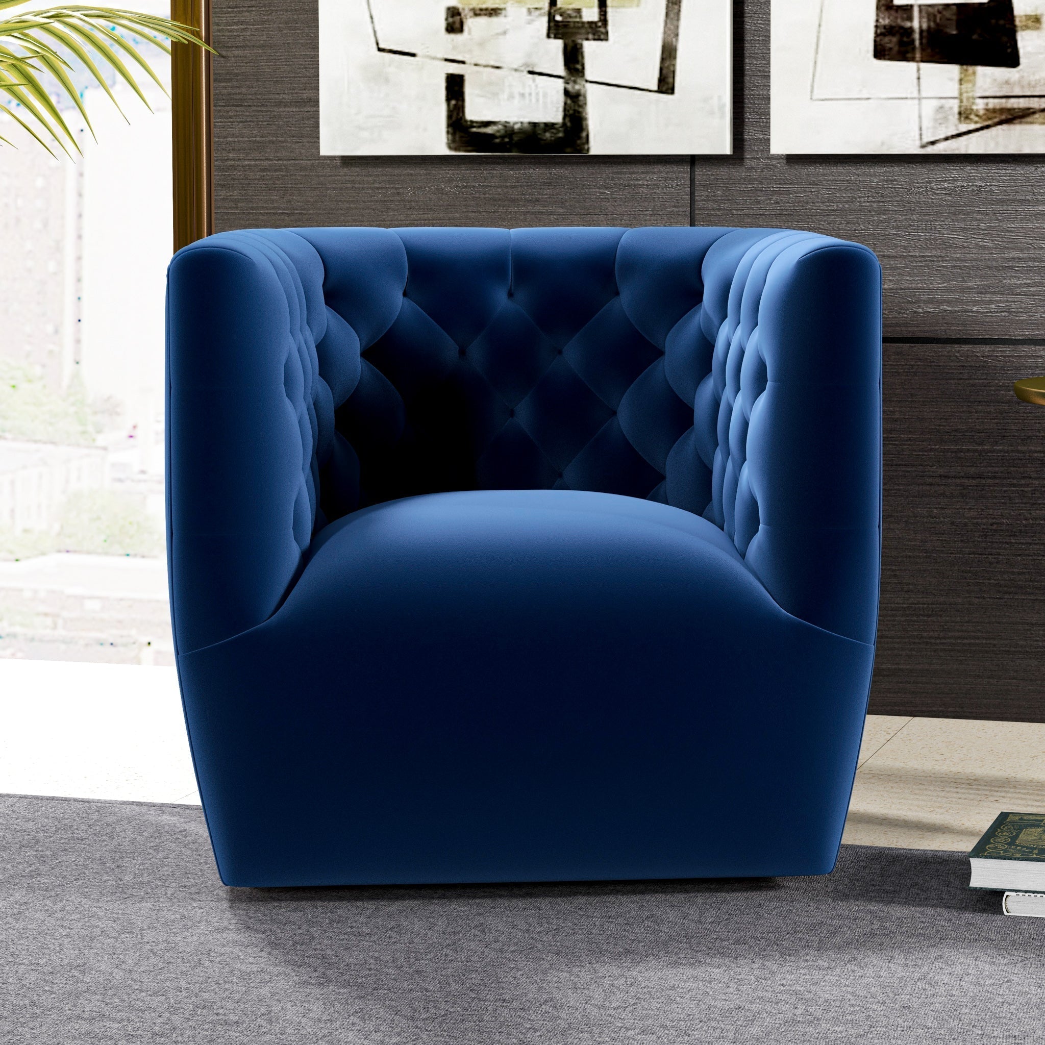 Delaney Velvet Swivel Club Chair