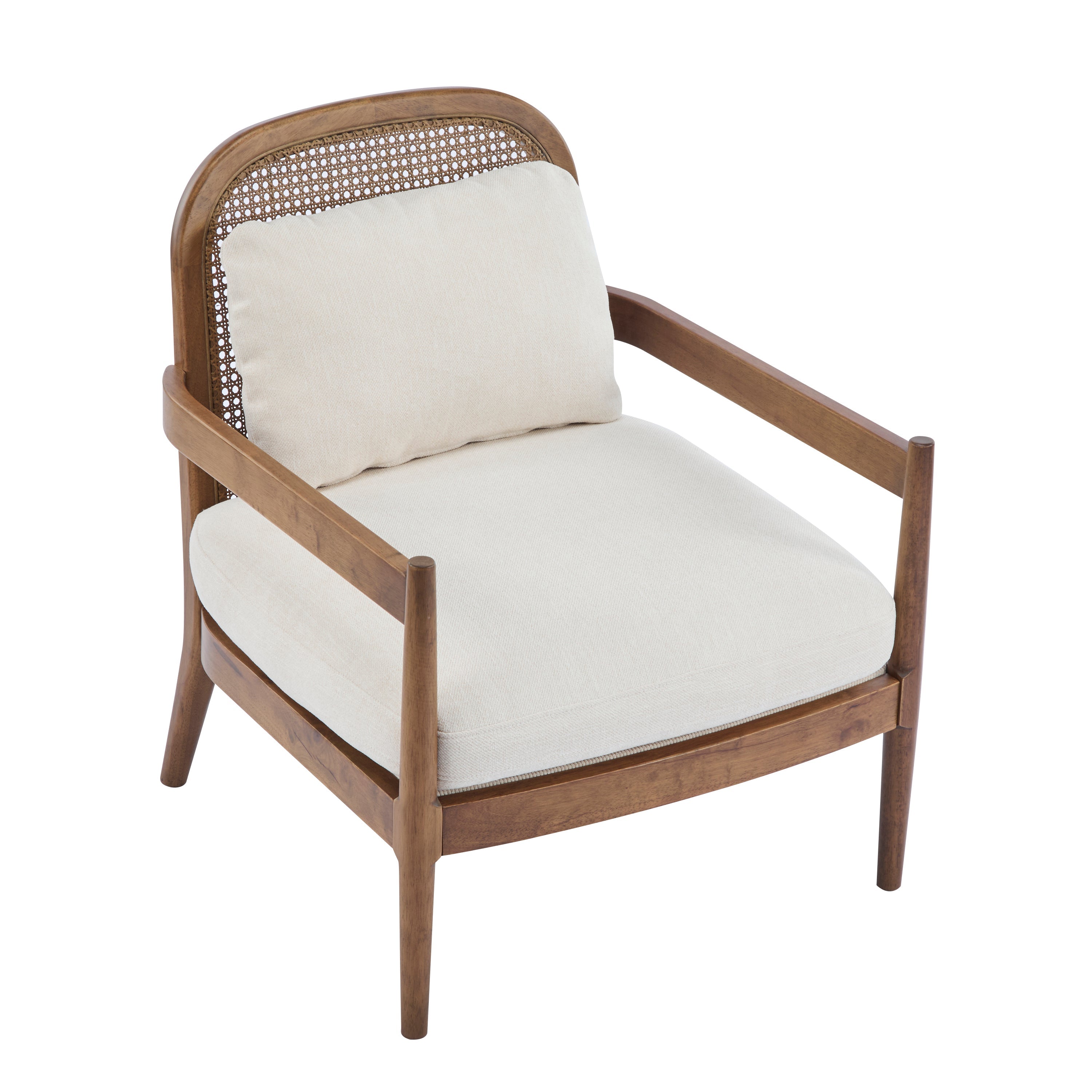 Elliston Rattan Backrest Solid Wood Accent Chair with Cushions, Set of 2