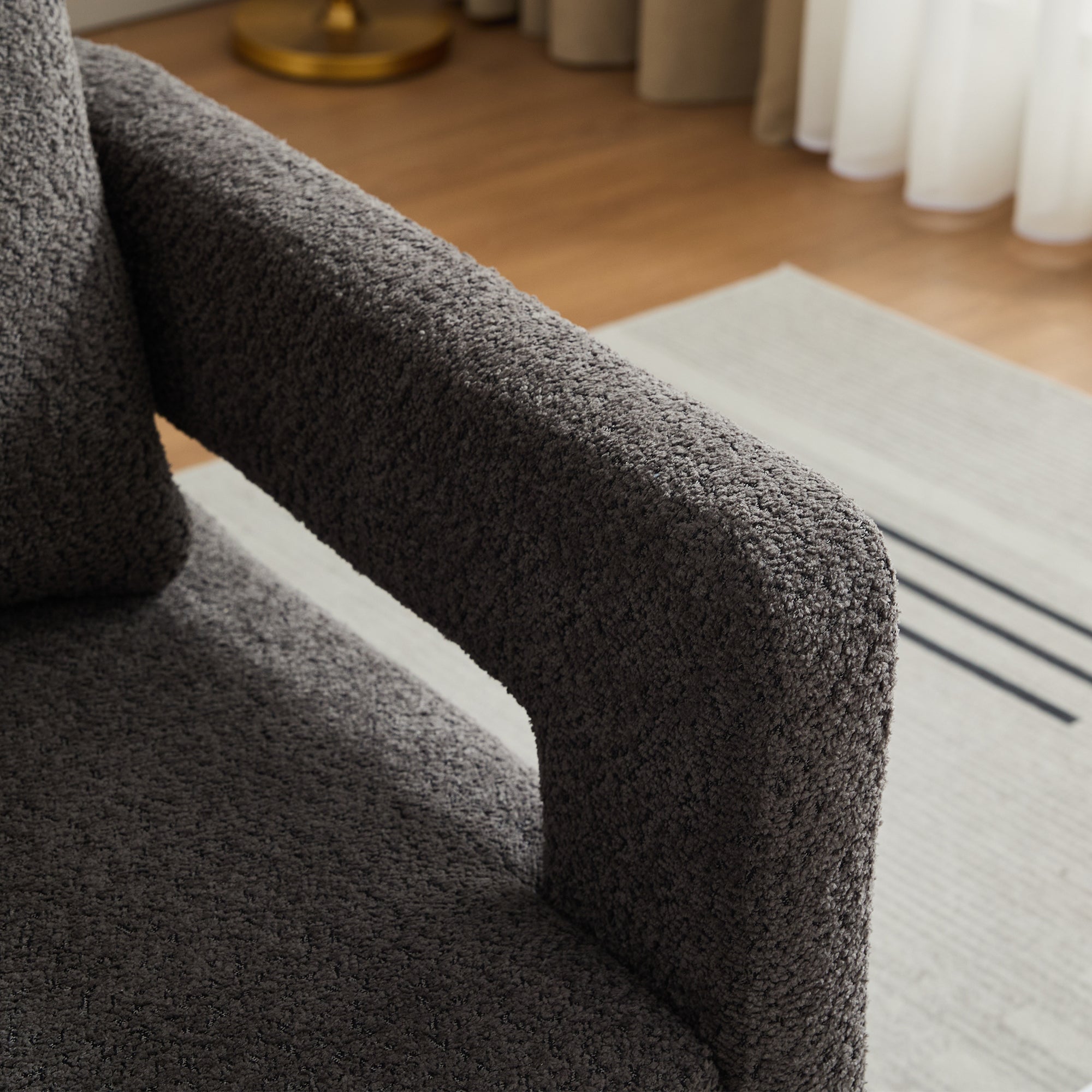 Stonewell Square Swivel Accent Chair with Open Back