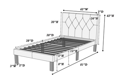 Anya Twin Platform Bed - Pink