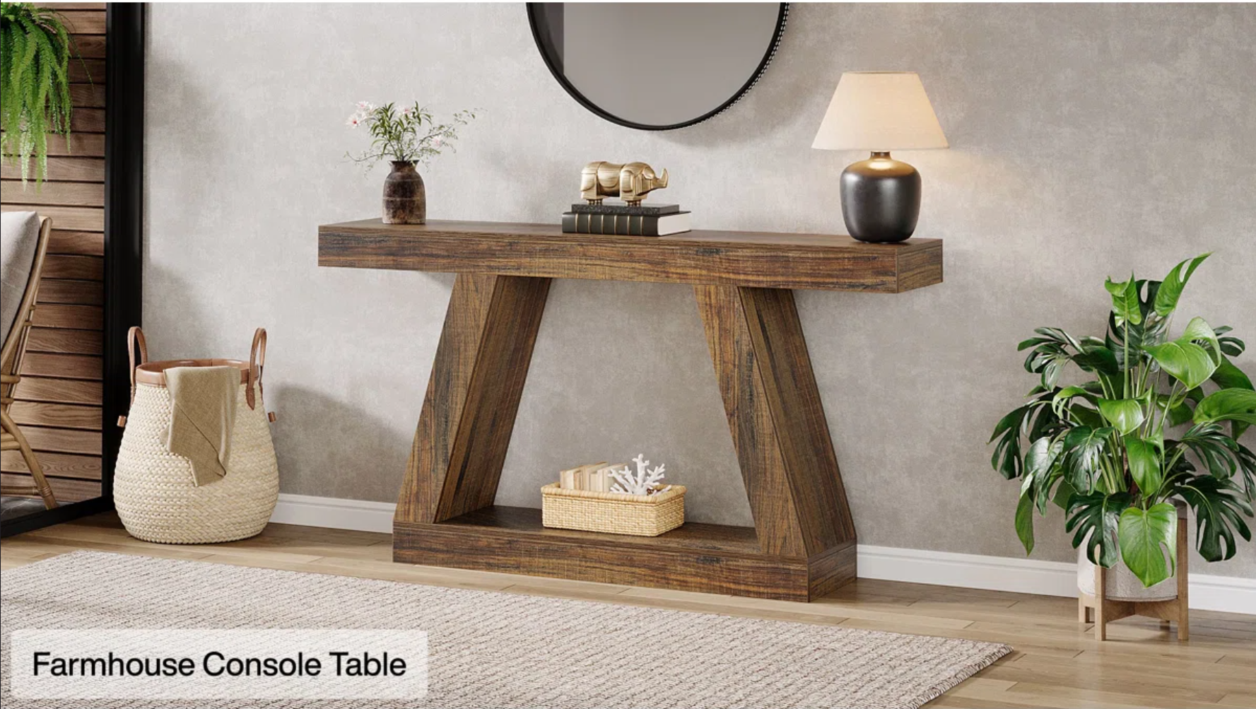 Riverden Farmhouse Console Table with Storage