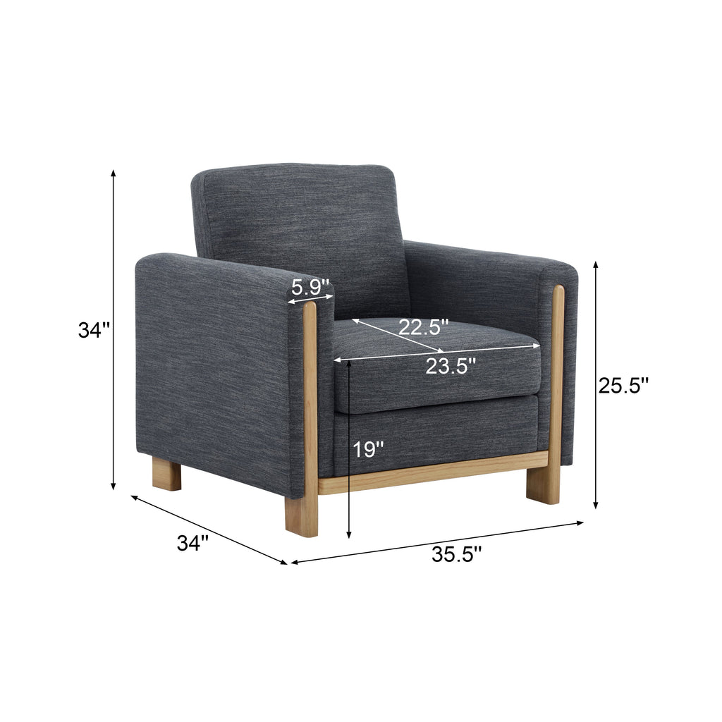 Harmonia Fabric Upholstered Accent Chair with Wood Accent