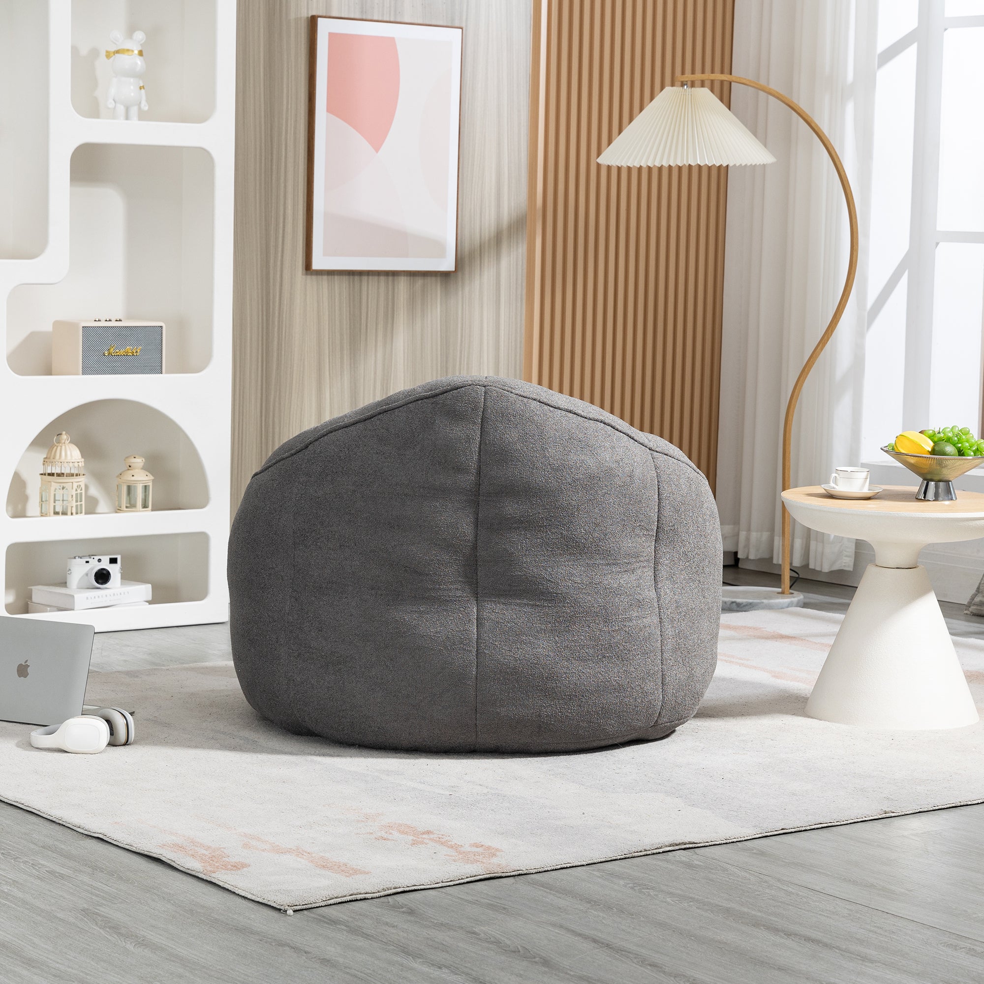 Bean Bag Sofa Chair with High-Pressure Foam and Footrest