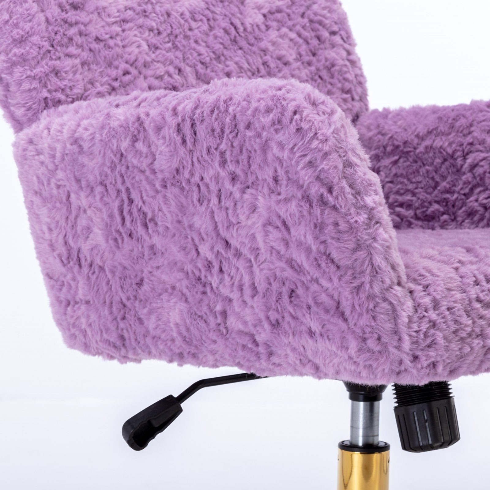 Faux Rabbit Hair Office Chair with Golden Metal Base, Adjustable Swivel