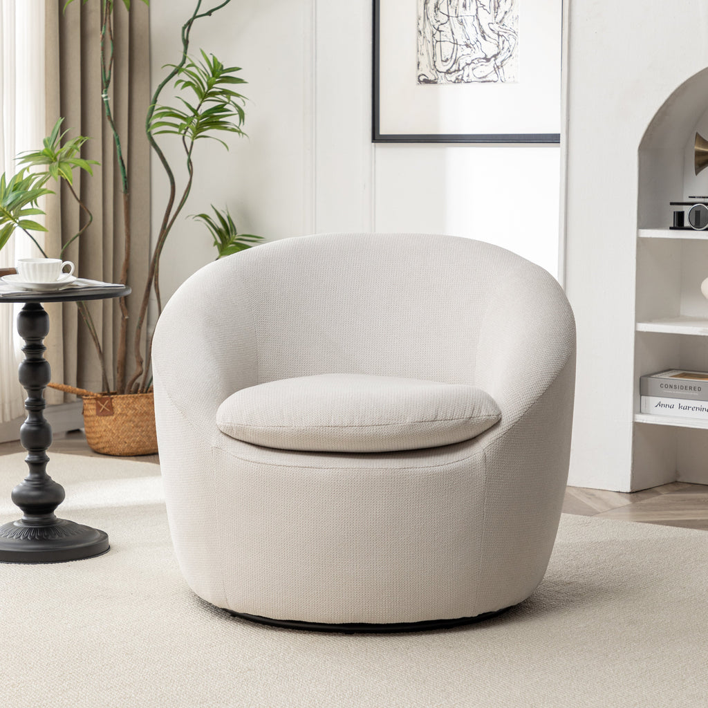 Winnie Modern Teddy Fabric Swivel Barrel Chair