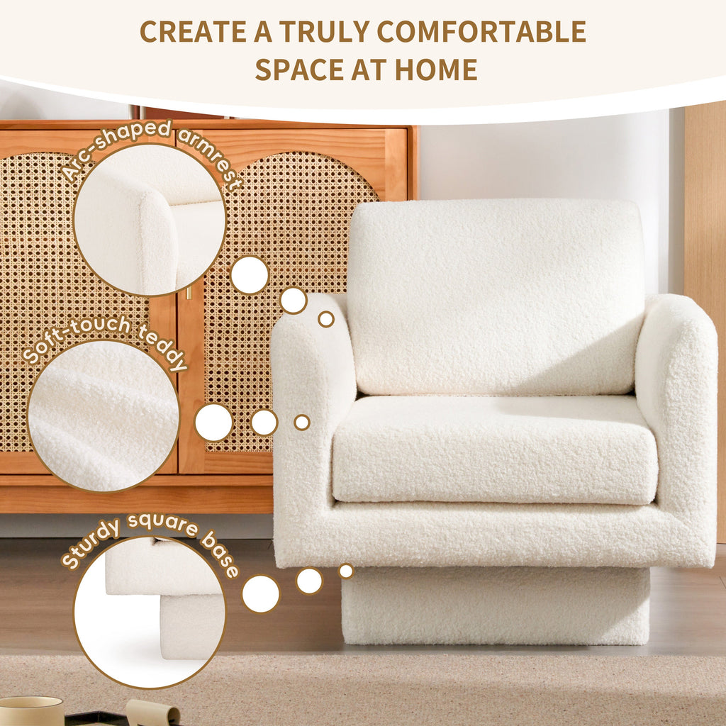Hartswell Teddy Sherpa Modern Swivel Accent Chair