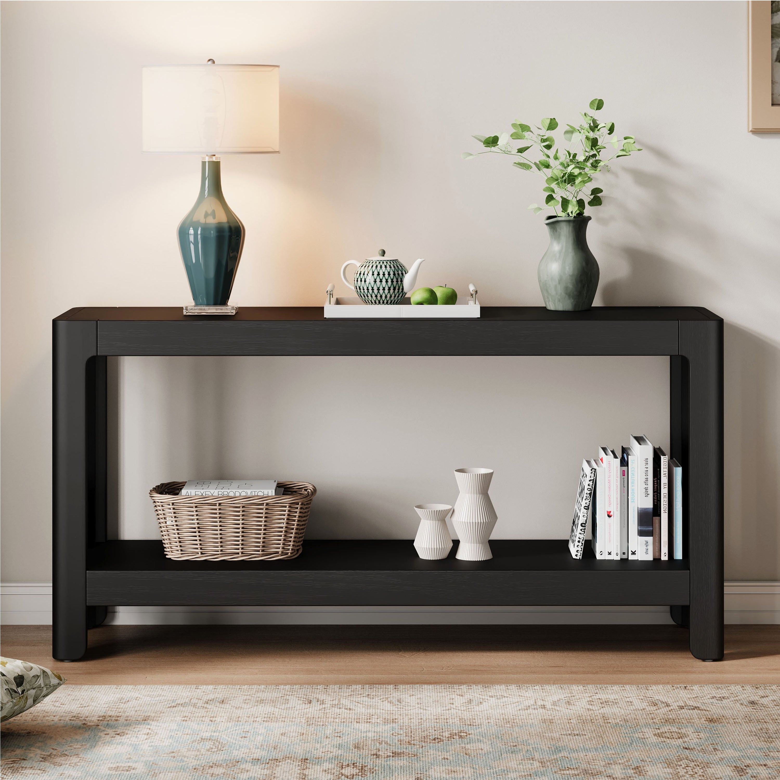Modern Farmhouse Minimalist Rounded Console Table