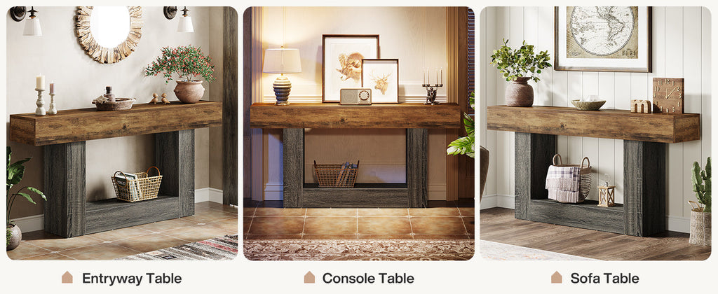 Pinehurst Farmhouse 2-Tier Entryway Table with U-Shaped Base