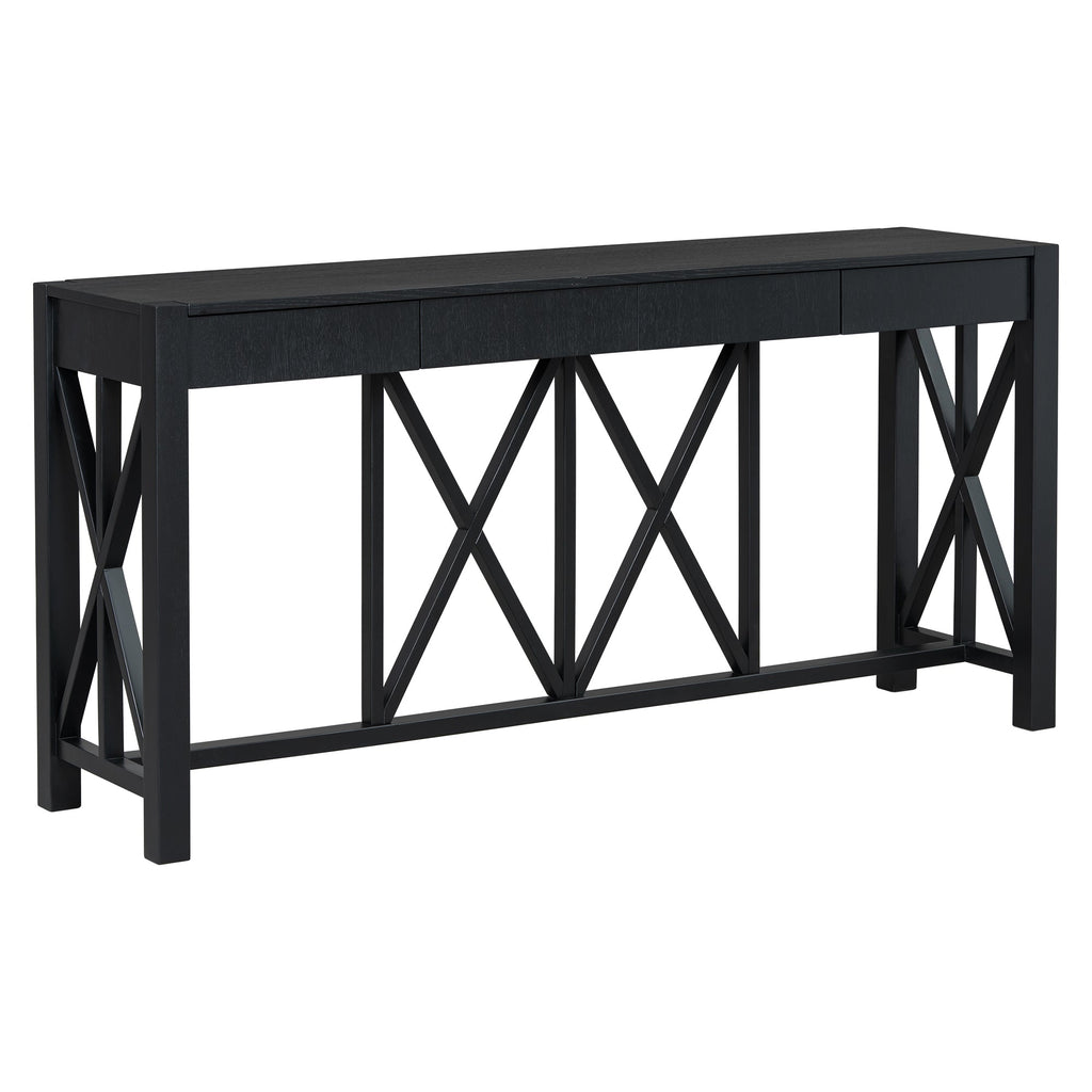 Modern Crisscross Design Entryway Table with Open Bottom Storage