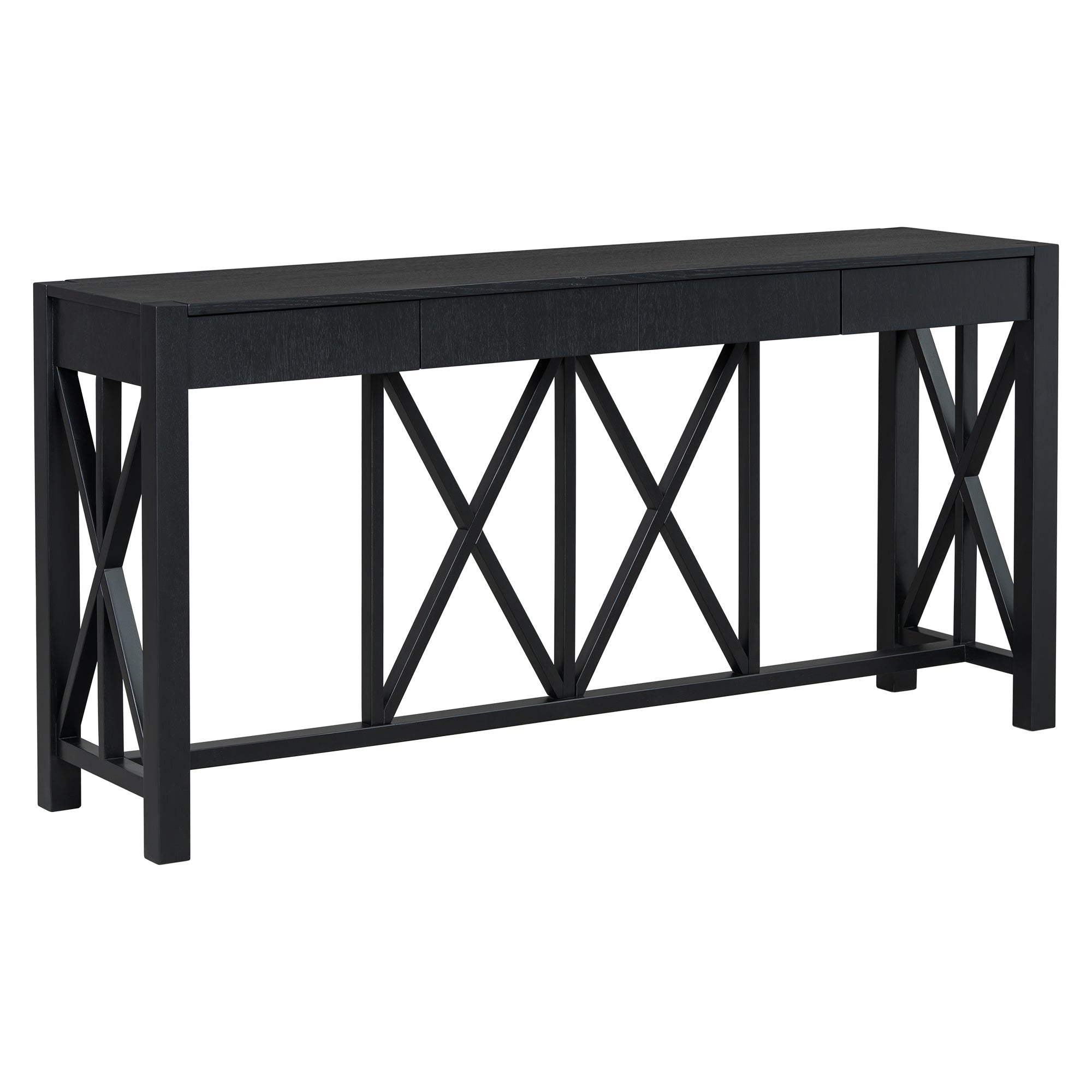 Modern Crisscross Design Entryway Table with Open Bottom Storage