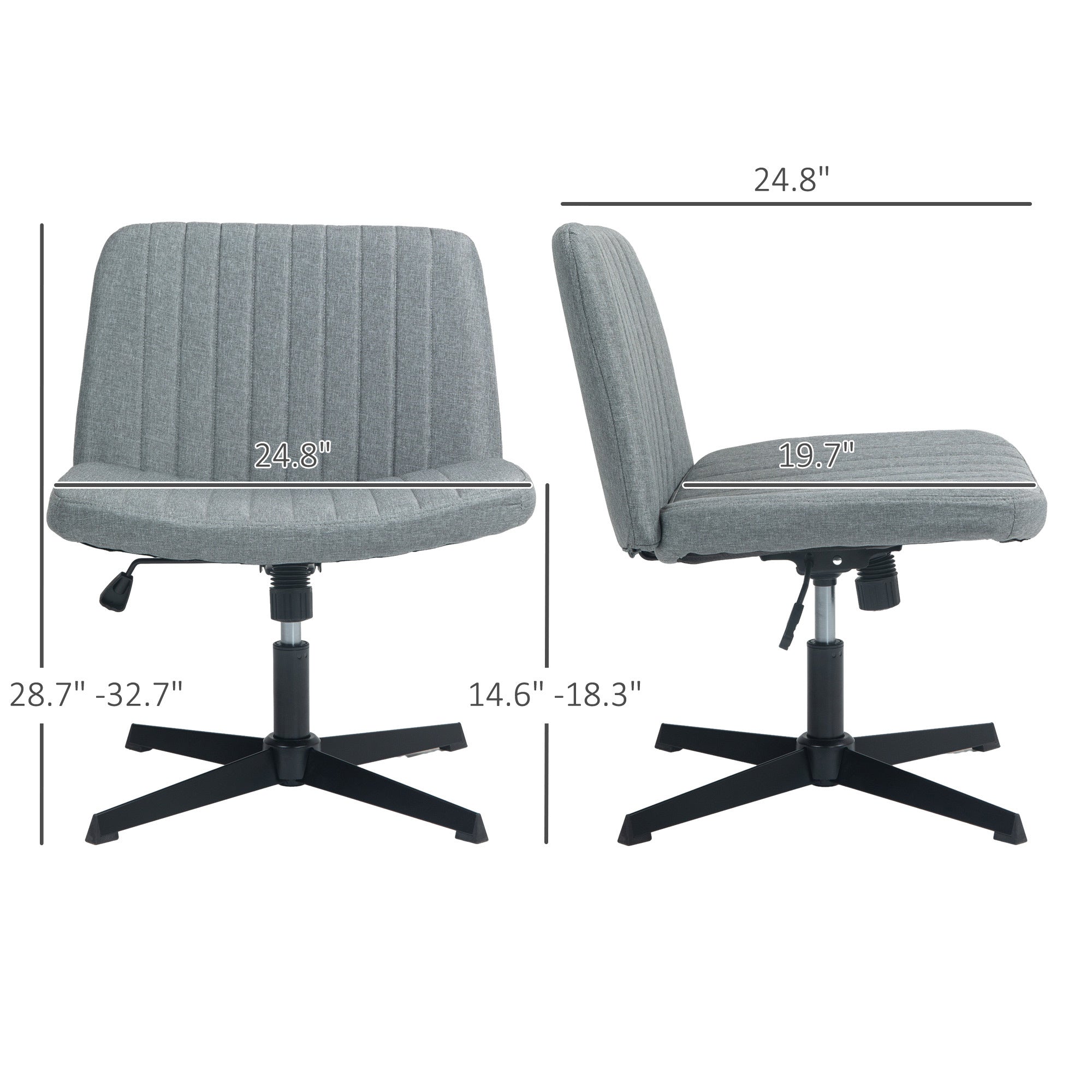Wide Armless Office Desk Chair with Adjustable Height