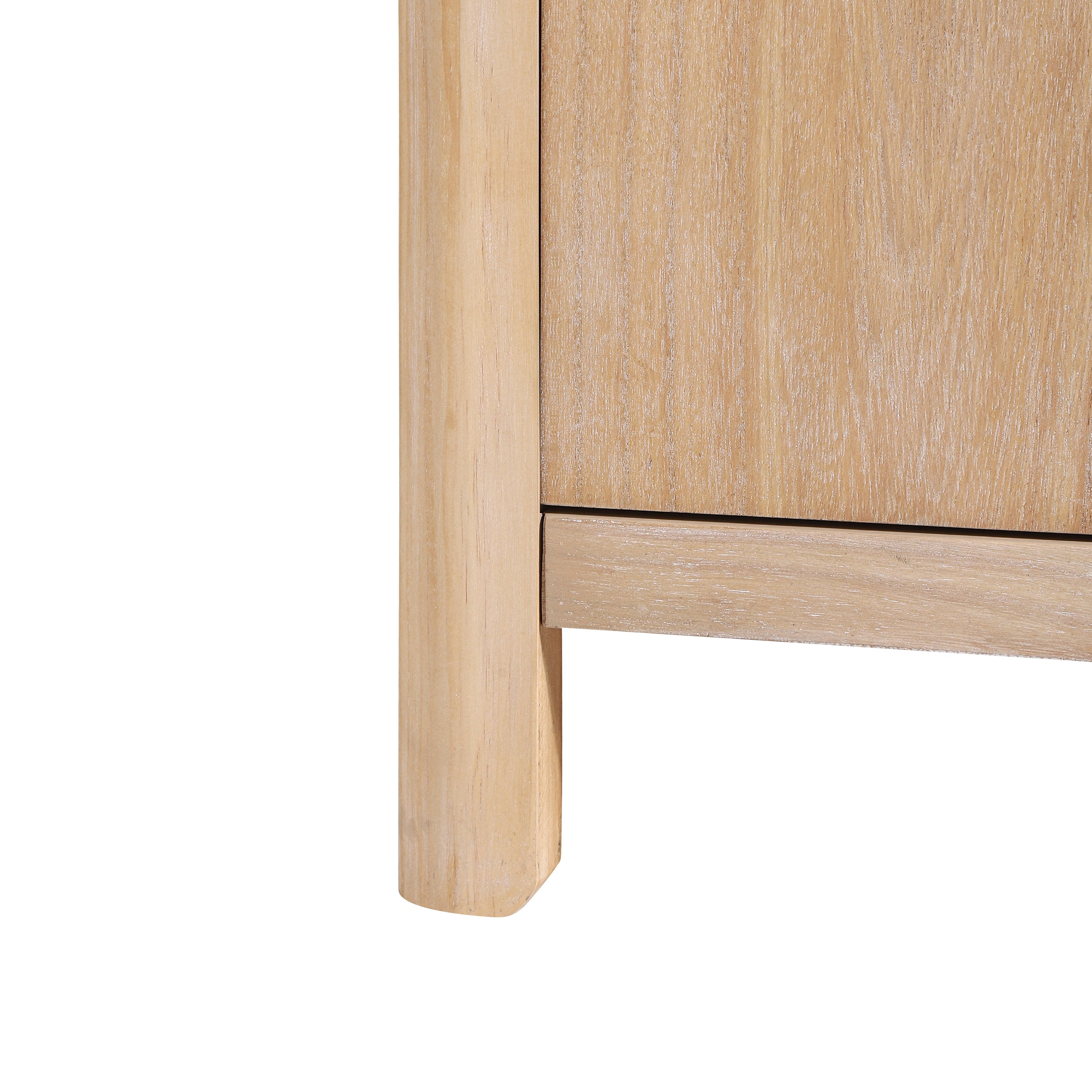 Farmhouse Style 4-Door Cabinet with Natural Distressed Finish