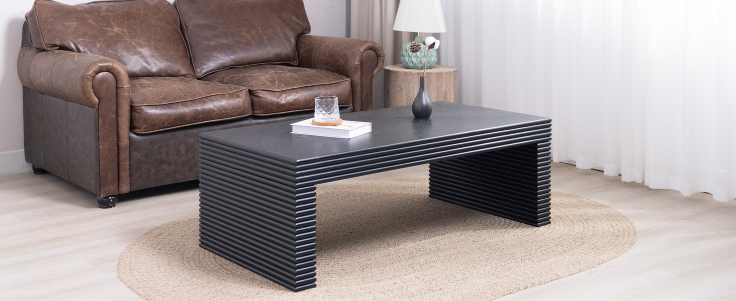 Modern Black Ribbed Coffee Table