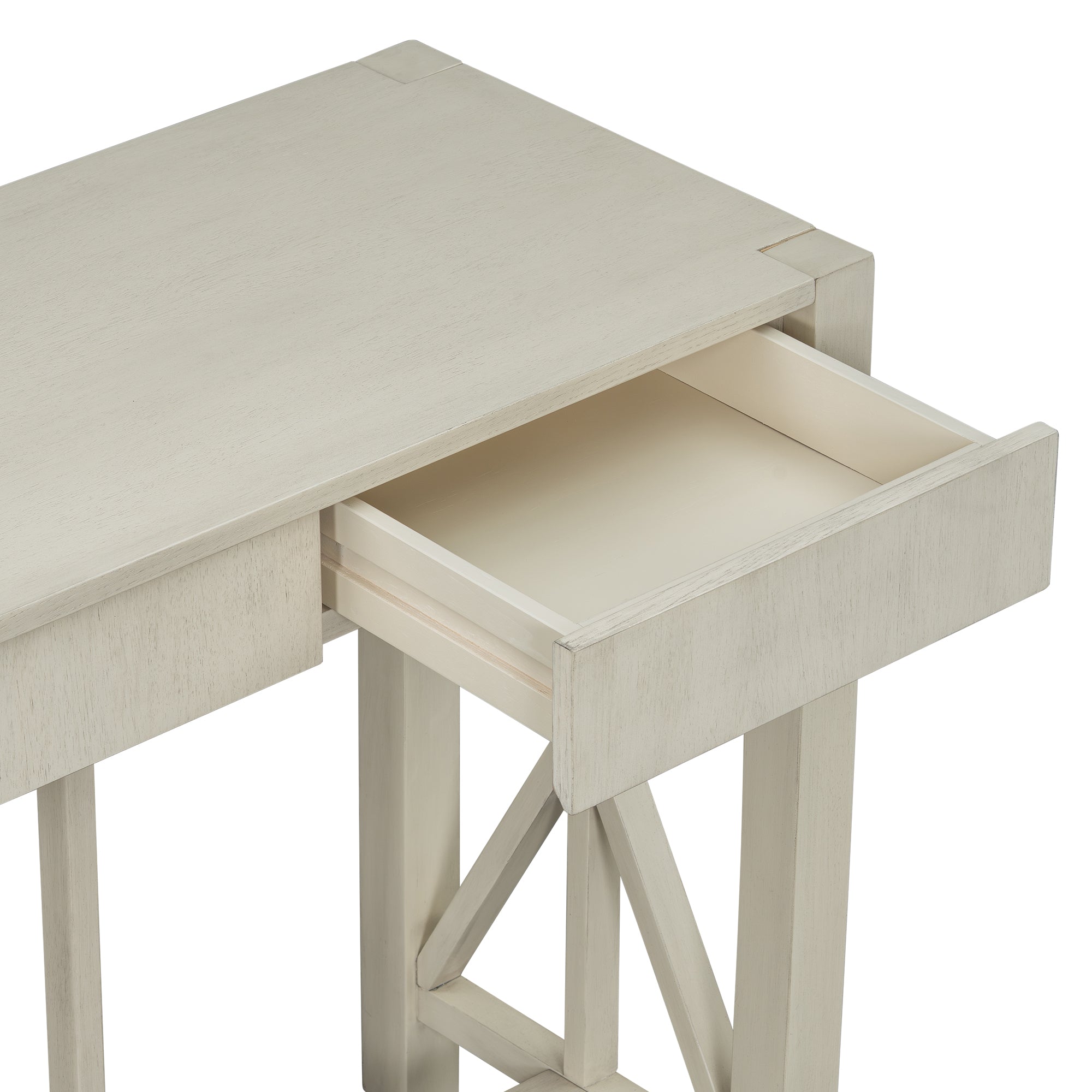Modern Crisscross Design Entryway Table with Open Bottom Storage