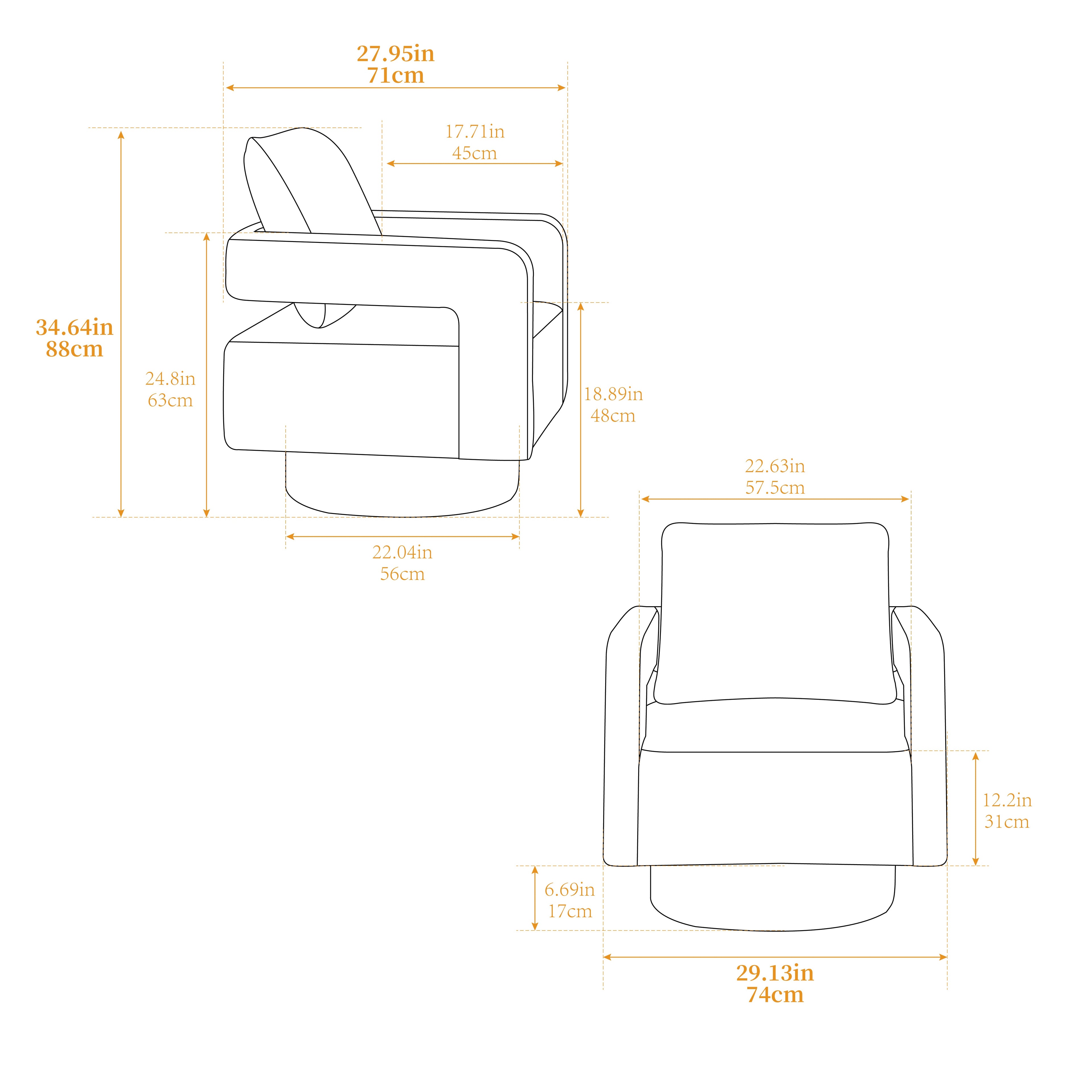 Stonewell Square Swivel Accent Chair with Open Back
