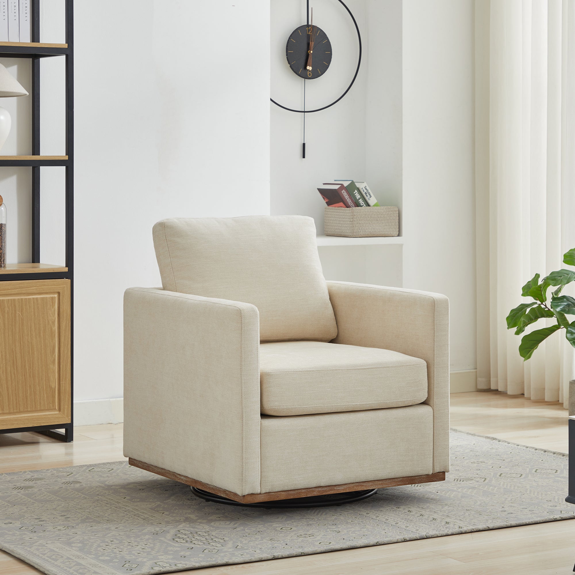 Modern Square Upholstered Swivel Accent Chair