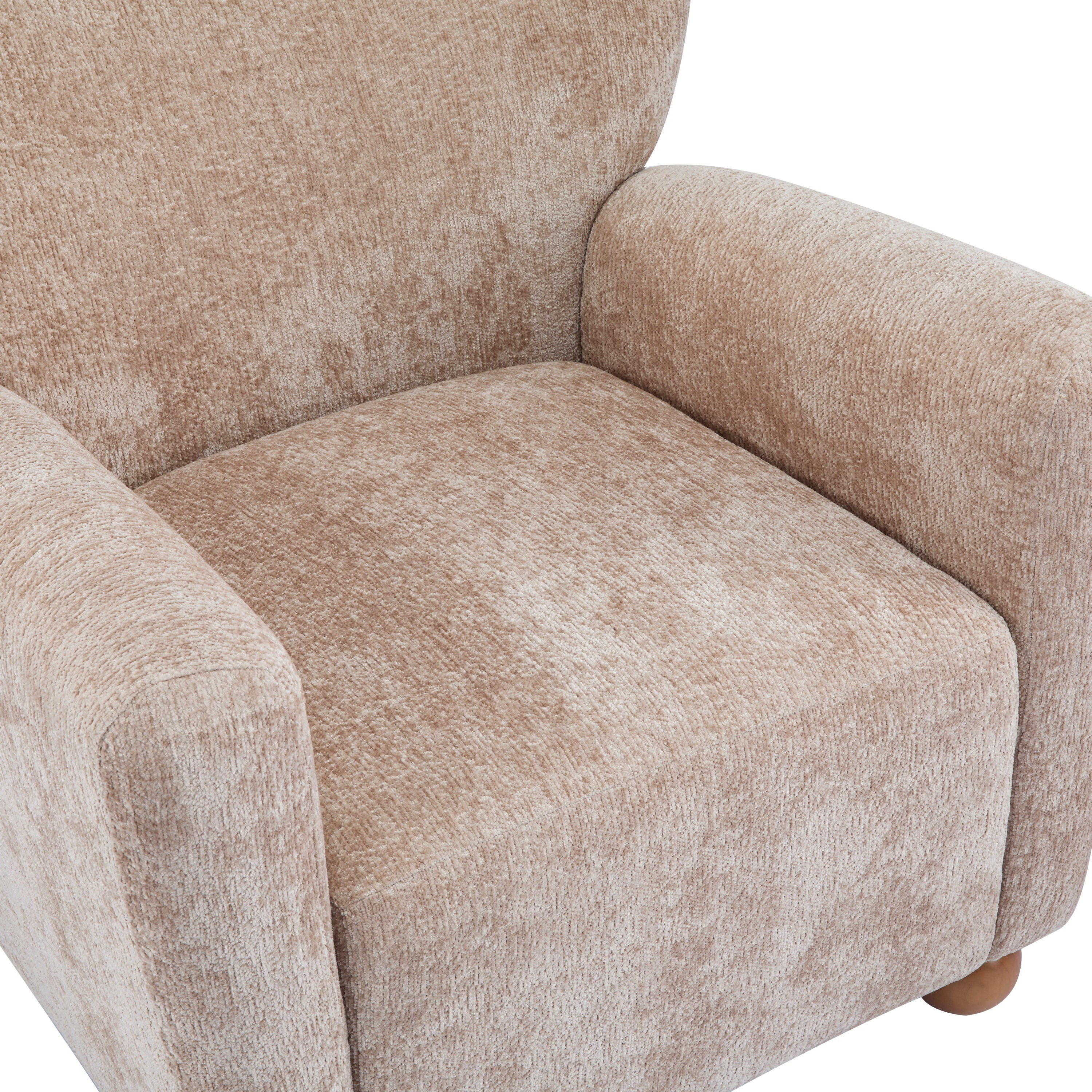 Cozy Wingback Accent Chair with Round Wood Feet
