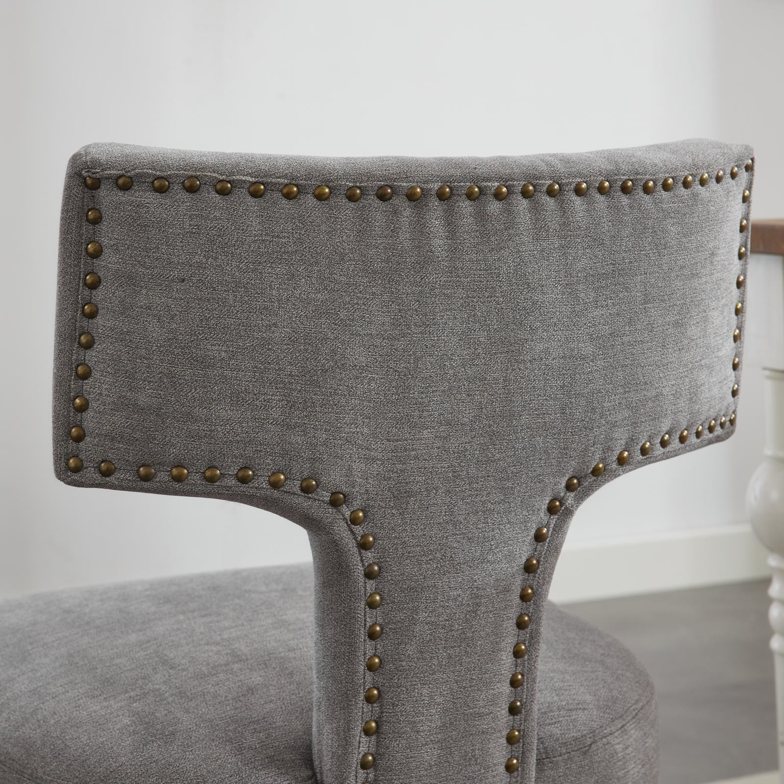 Mid Century Modern T-Back Dining Chairs with Nailhead Trim, Set of 2